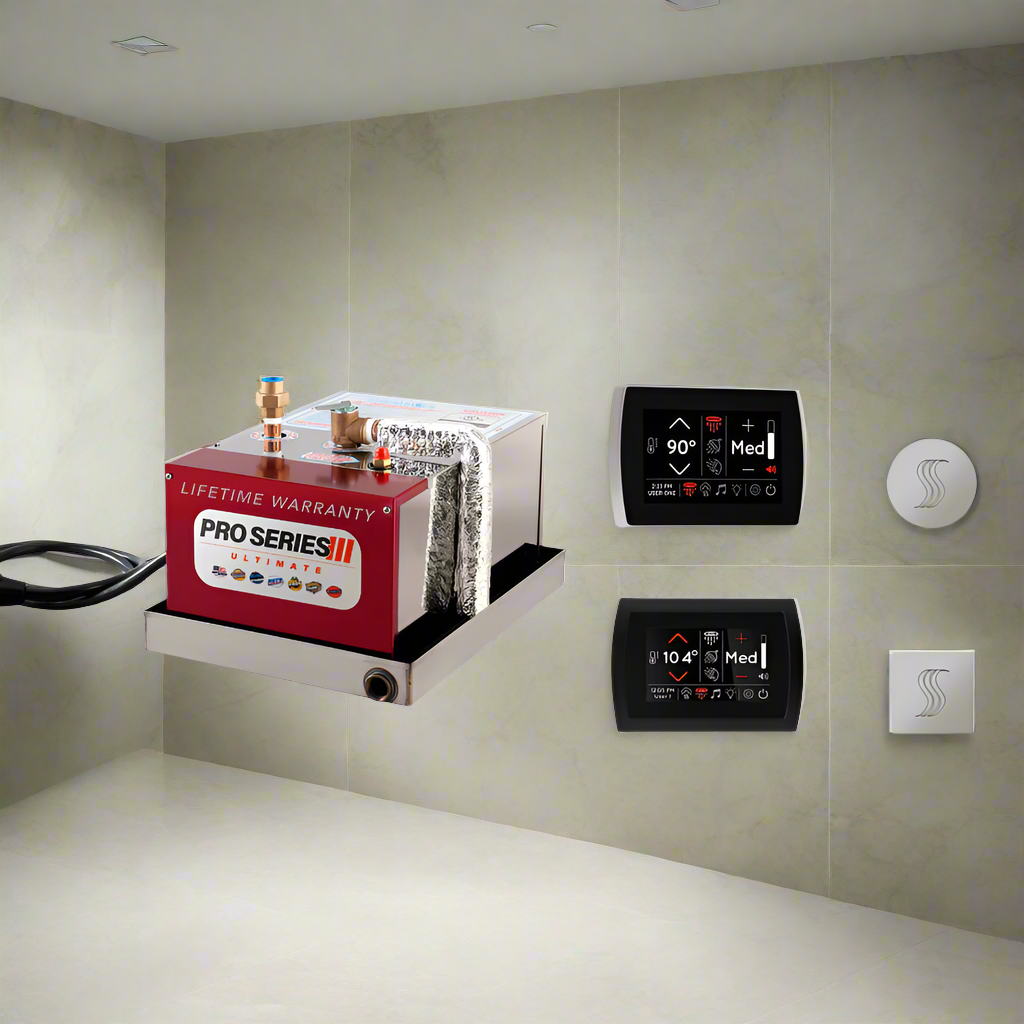 ThermaSol Steam Shower Package Complete All-In-One Pro Series Ultimate Generator and Signatouch Control Kit Square or Round