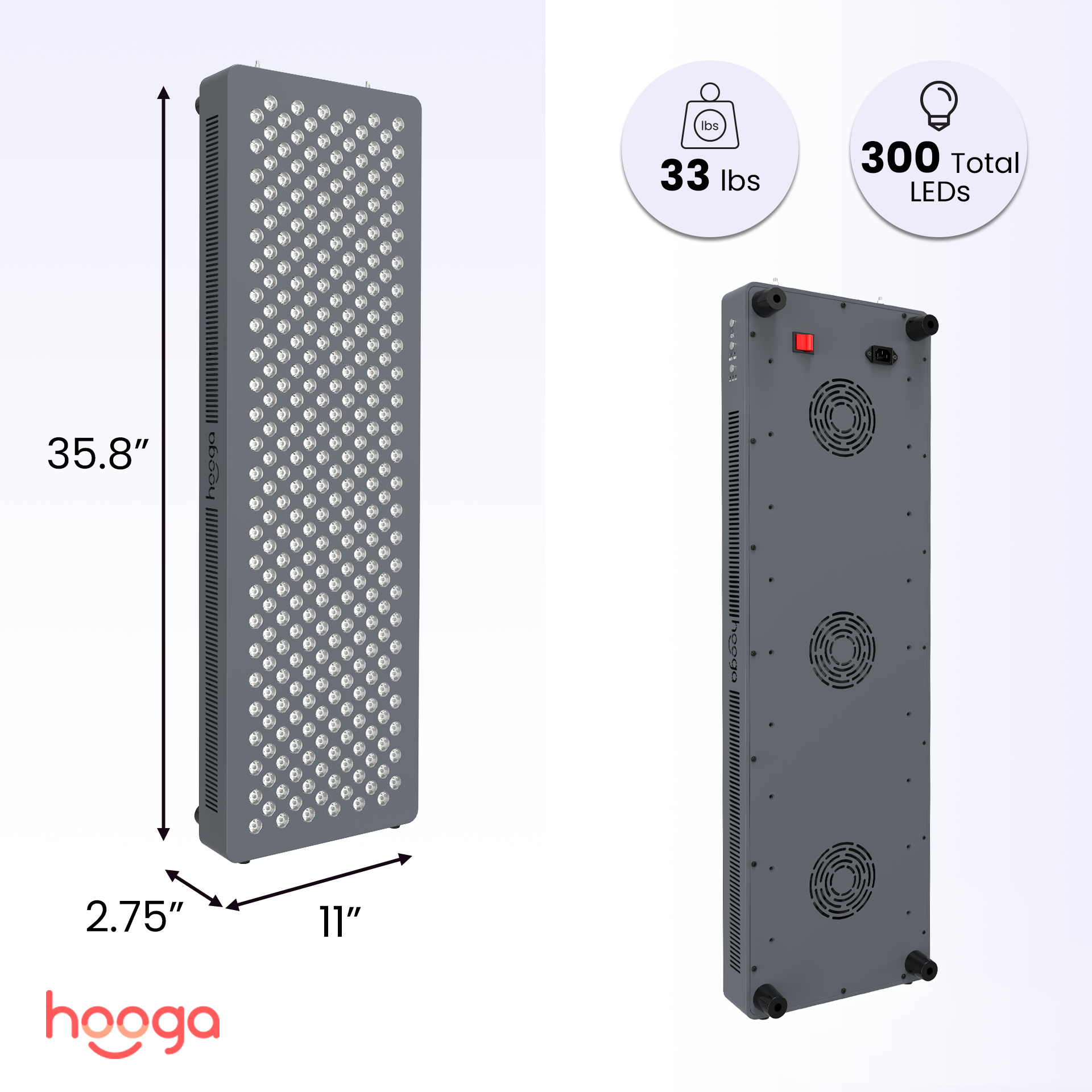 Hooga HG1500 35.8” x 11” Red Light Therapy Panel