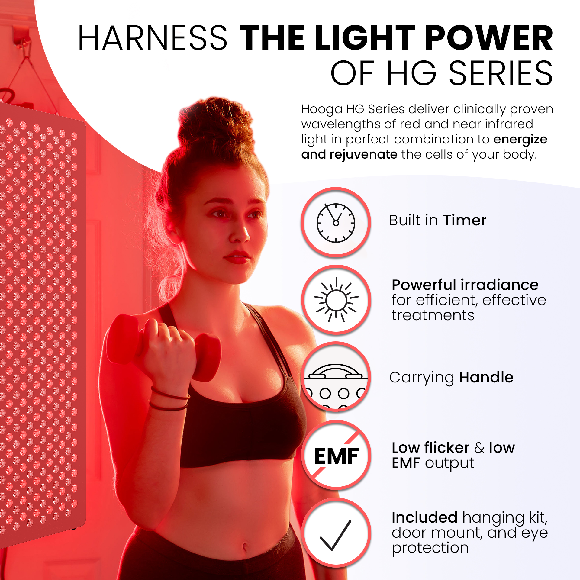Hooga HG1500 35.8” x 11” Red Light Therapy Panel
