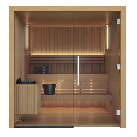Auroom Sauna 48"D X 71"W (Up to 2 people) / Left / Thermo-Aspen Auroom Libera Wood Cabin Sauna Kit