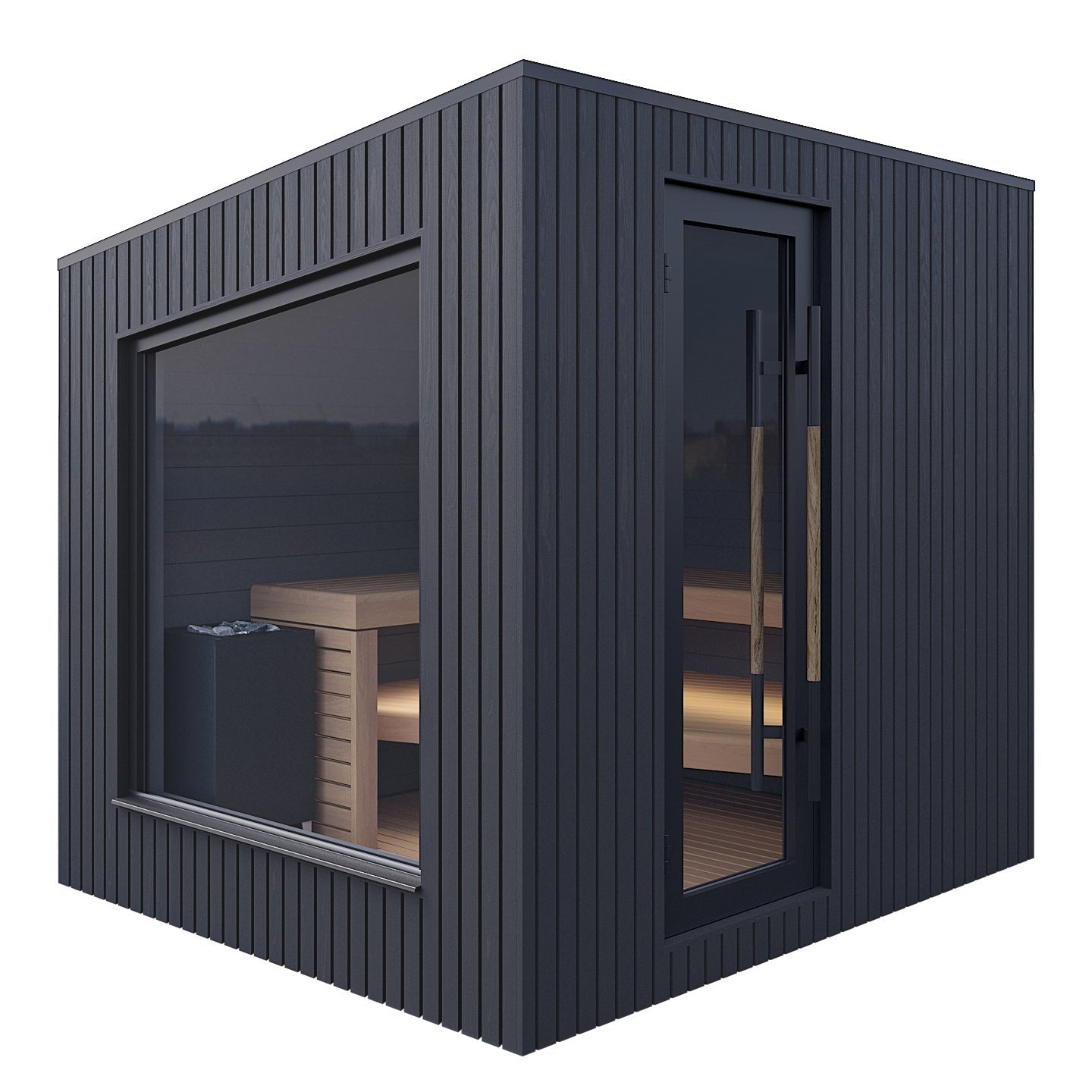 Auroom Sauna Left / Black / Aspen Auroom Terra S Outdoor Cabin Sauna