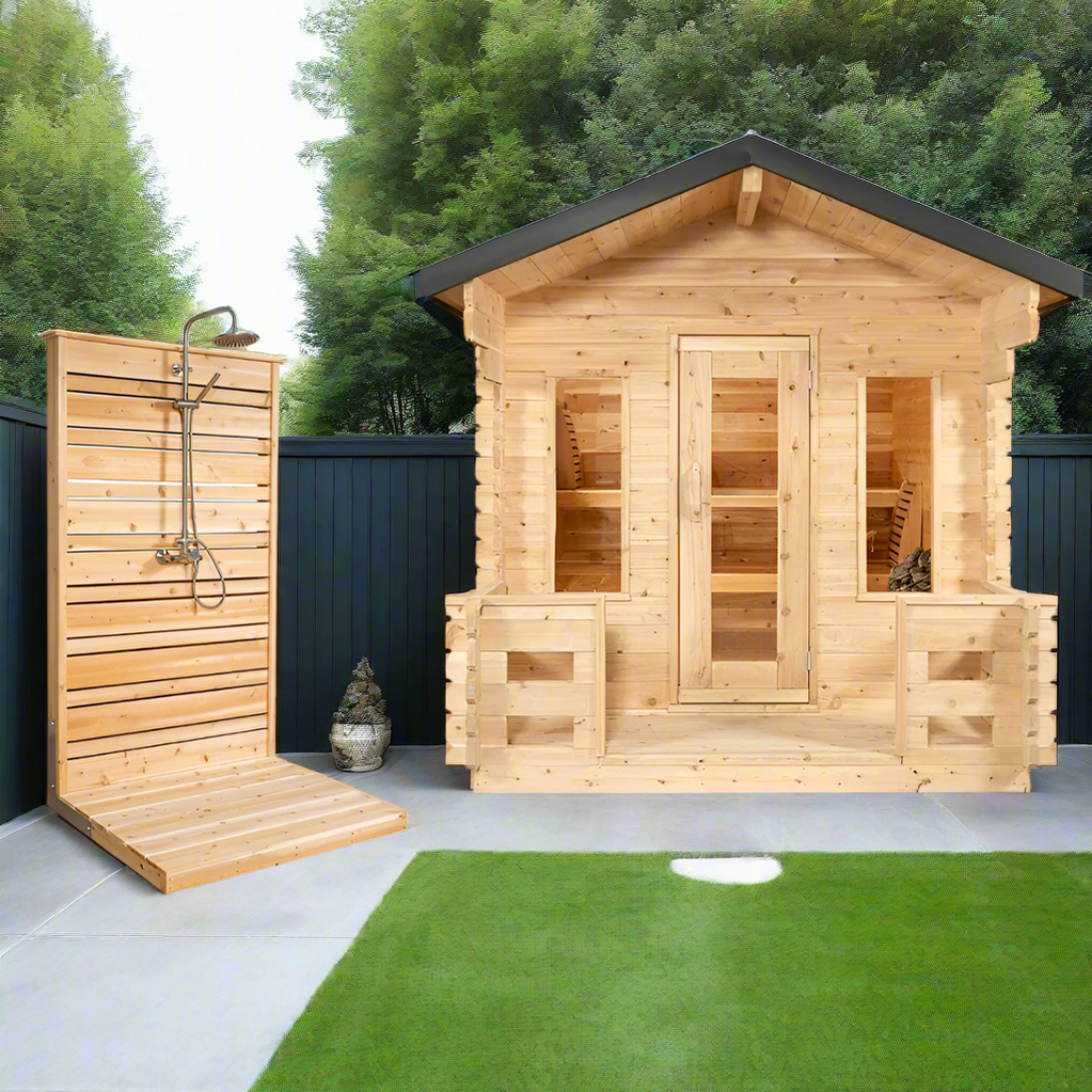 Dundalk LeisureCraft Sauna Dundalk CT Georgian 6 Person Outdoor Sauna with Porch CTC88PW