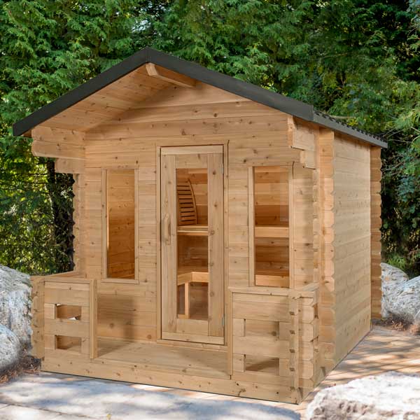 Dundalk LeisureCraft Sauna Dundalk CT Georgian 6 Person Outdoor Sauna with Porch CTC88PW