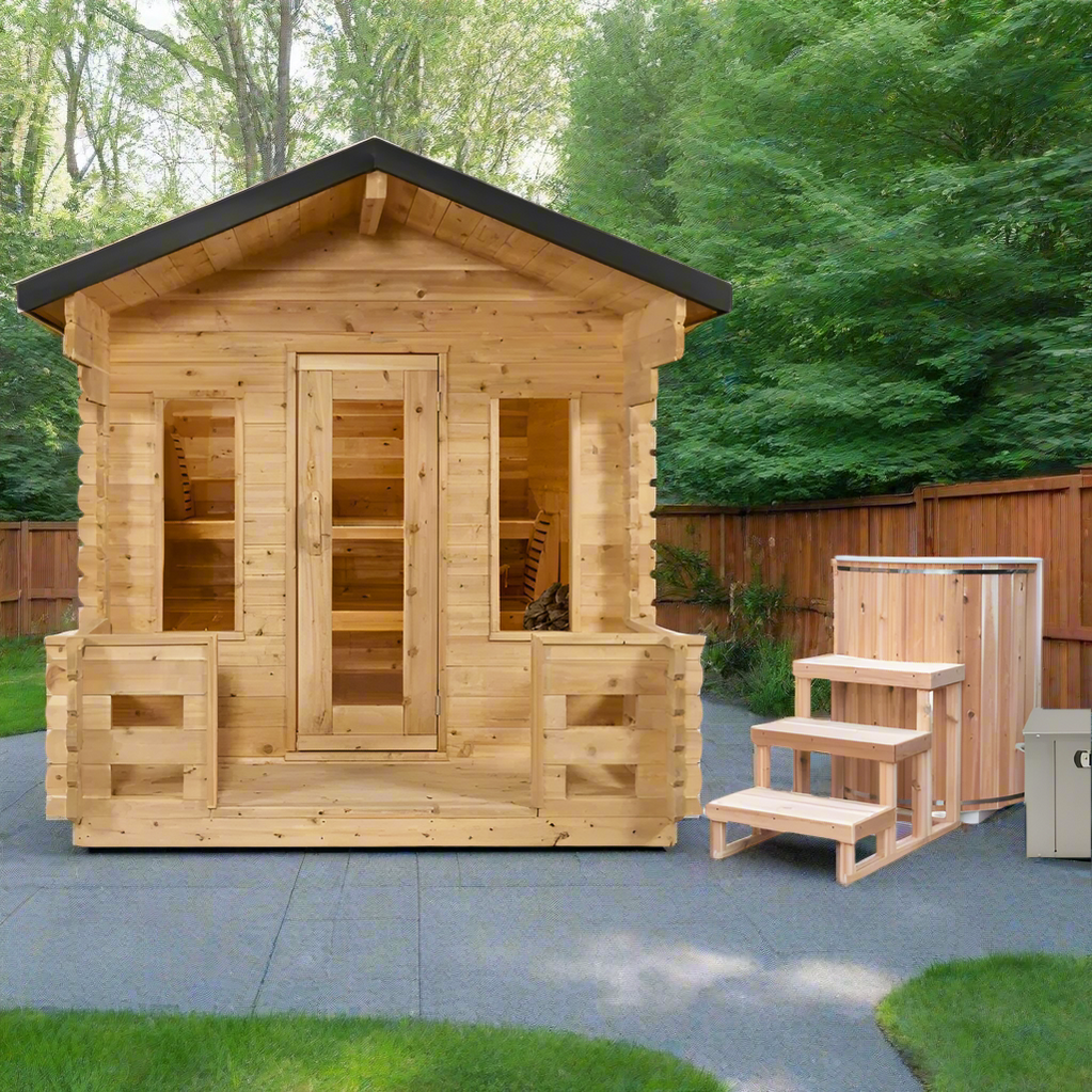 Dundalk LeisureCraft Sauna Dundalk CT Georgian 6 Person Outdoor Sauna with Porch CTC88PW