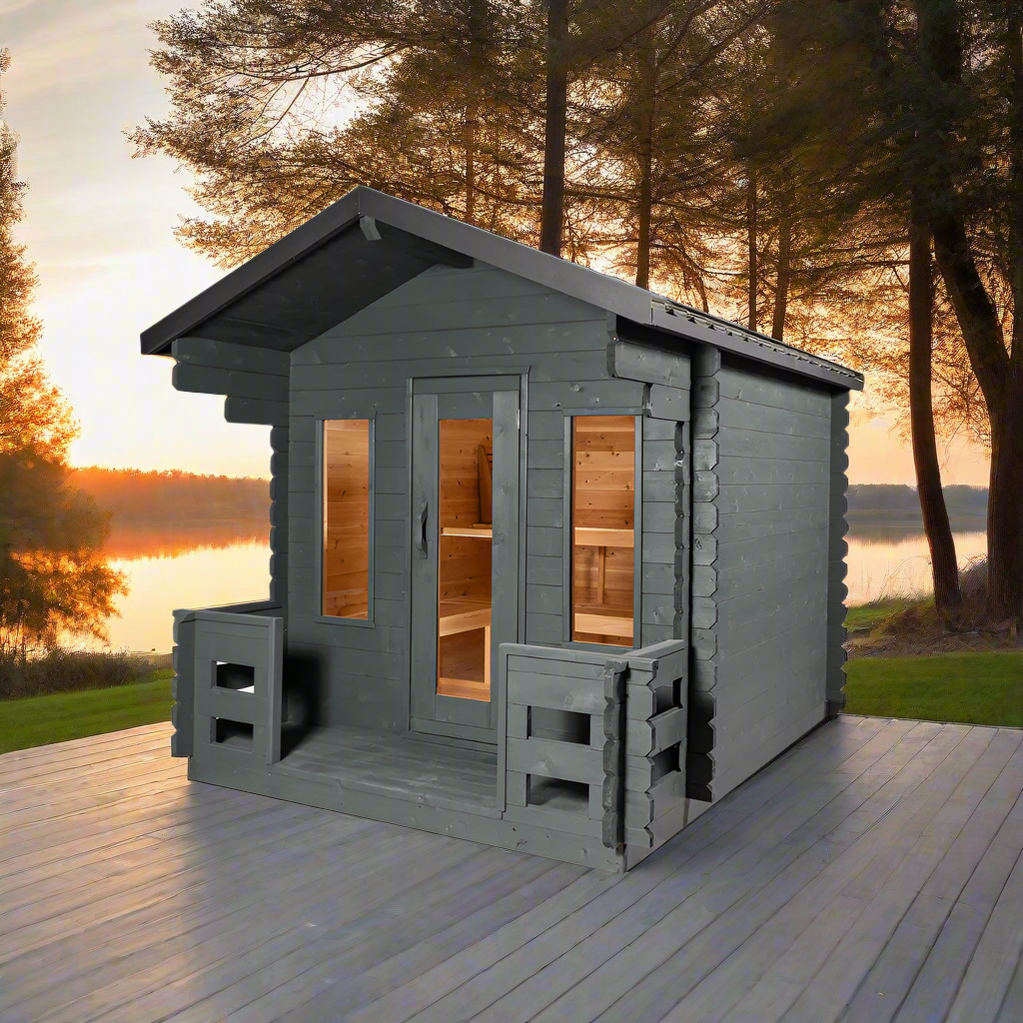 Dundalk LeisureCraft Sauna Dundalk CT Georgian 6 Person Outdoor Sauna with Porch CTC88PW