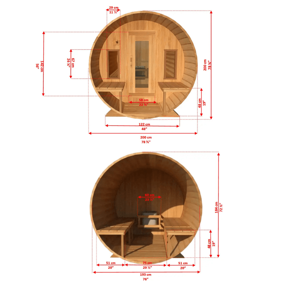 Dundalk LeisureCraft Sauna Dundalk CT Serenity MP 6 Person Barrel Sauna CTC2245MP