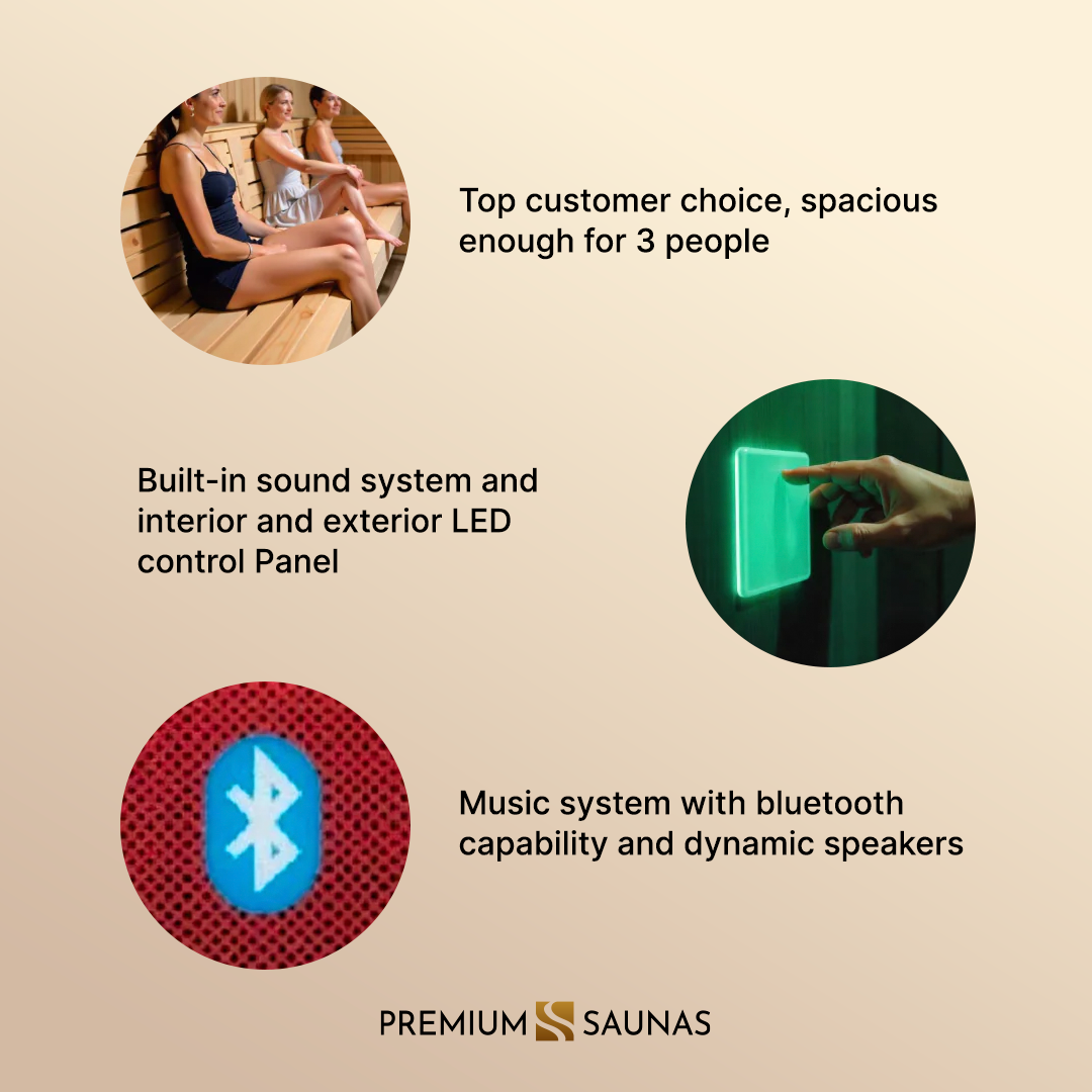 Dynamic Saunas Sauna Dynamic "Bellagio" 3-person Low EMF FAR Infrared Sauna - DYN-6306-02