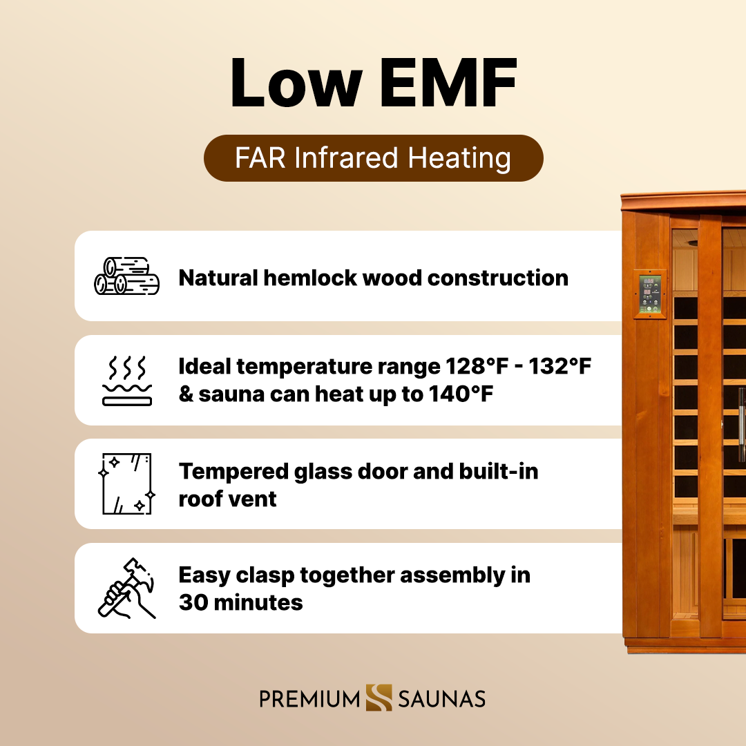 Dynamic Saunas Sauna Dynamic "Bellagio" 3-person Low EMF FAR Infrared Sauna - DYN-6306-02