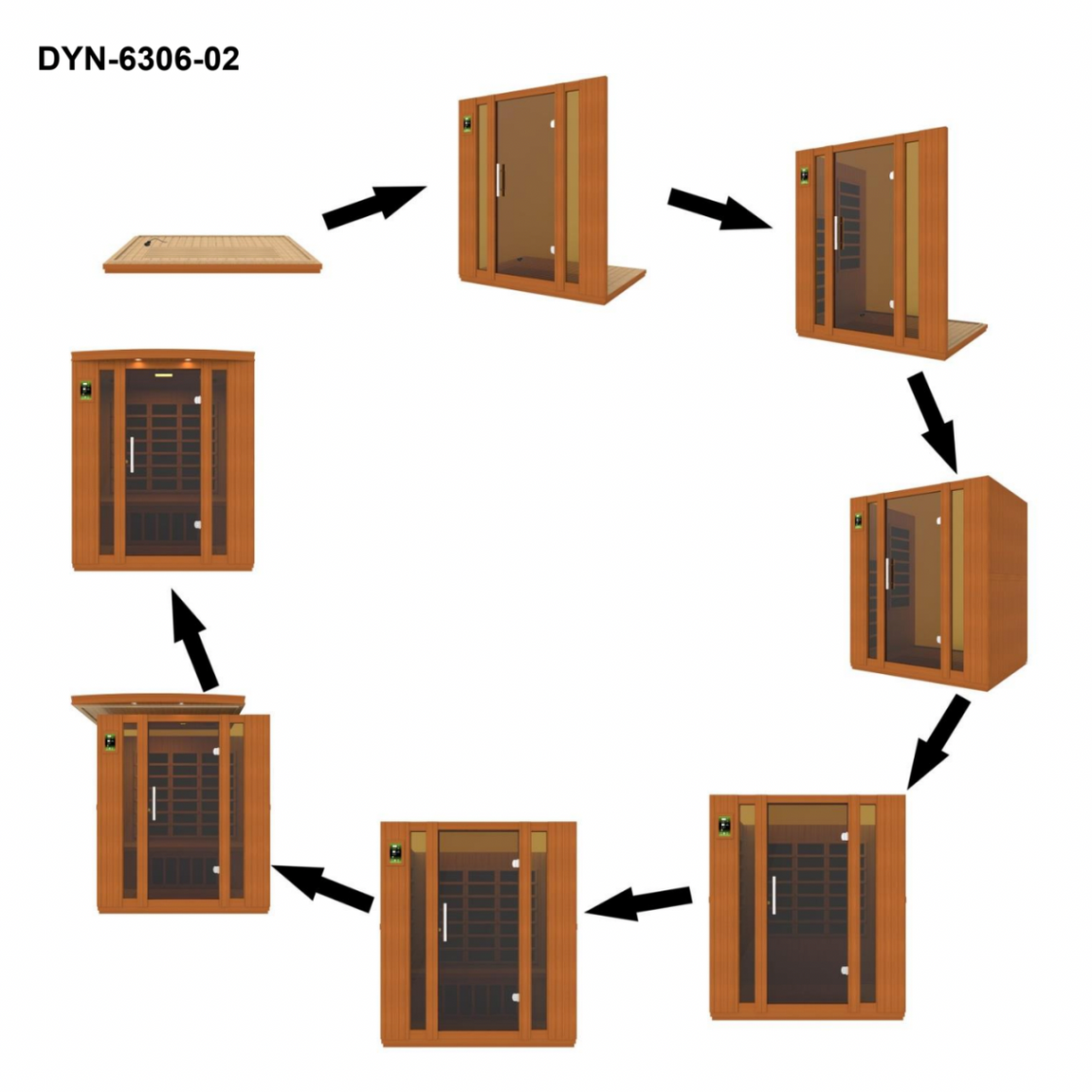 Dynamic Saunas Sauna Dynamic "Bellagio" 3-person Low EMF FAR Infrared Sauna - DYN-6306-02