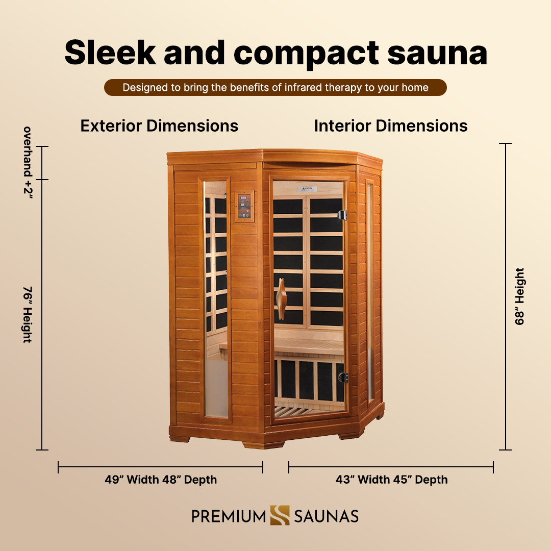 Dynamic Saunas Sauna Dynamic Heming Elite 2-person Corner Ultra Low EMF FAR Infrared Sauna - DYN-6225-02 Elite