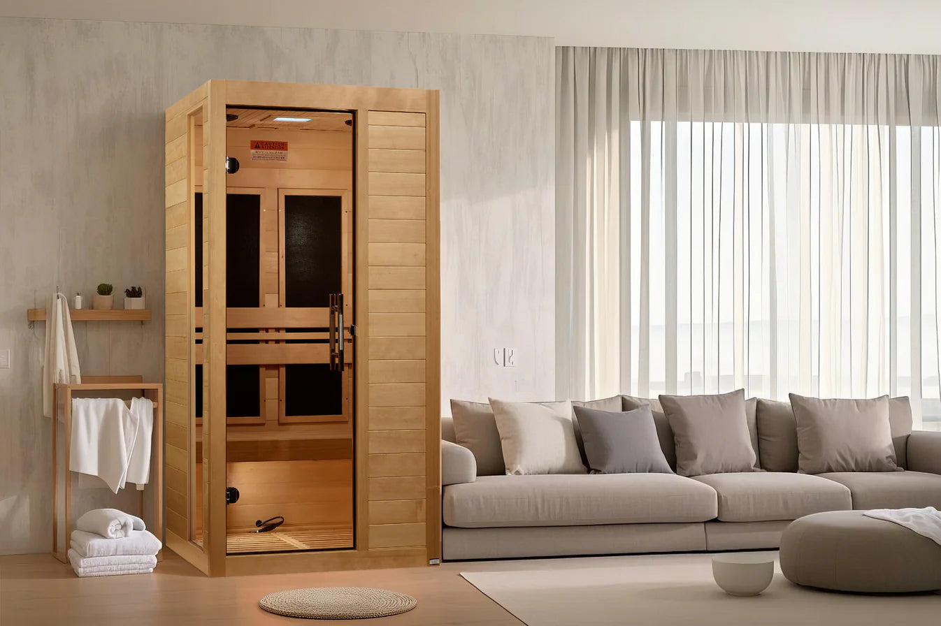 Dynamic Saunas Sauna New 2026 Model Dynamic “Veneto” 1–2 Person Low EMF FAR Infrared Sauna DYN-6115-05