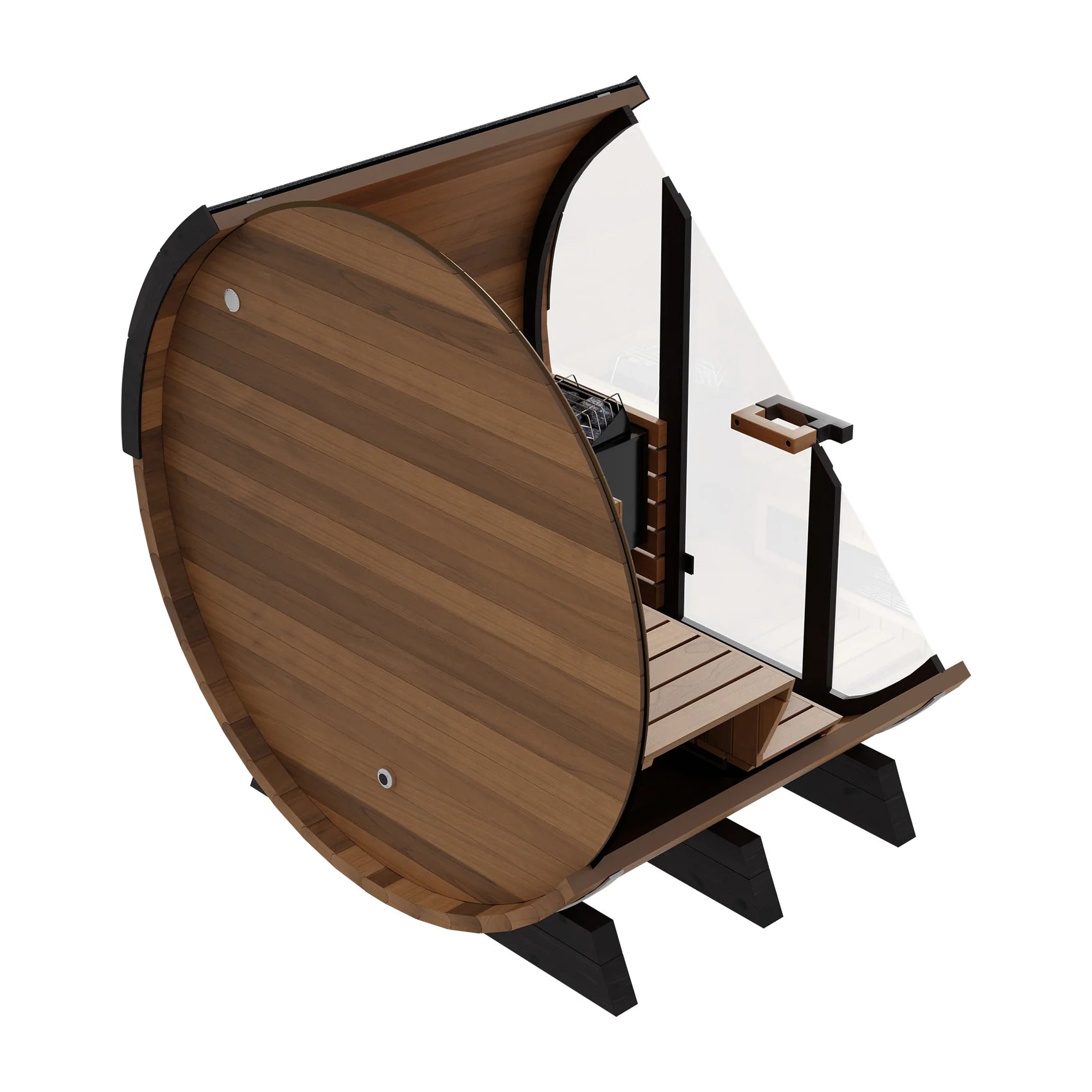 Finnmark Saunas Sauna Finnmark FD-6 Outdoor Hybrid Infrared and Traditional 4-Person Cedar Barrel Sauna