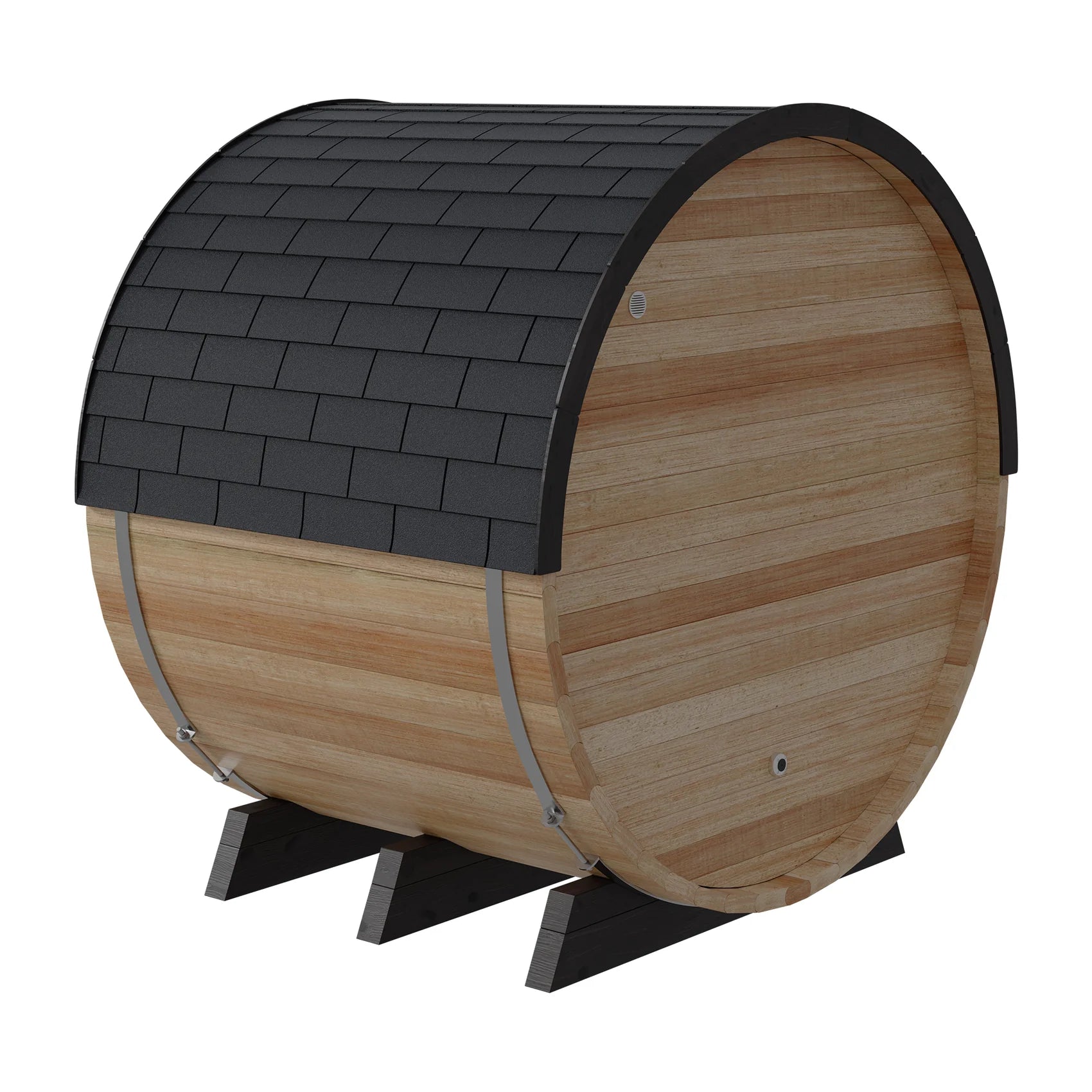 Finnmark Saunas Sauna Finnmark FD-7 Outdoor Hybrid Infrared and Traditional 4-Person Thermo-Aspen Barrel Sauna