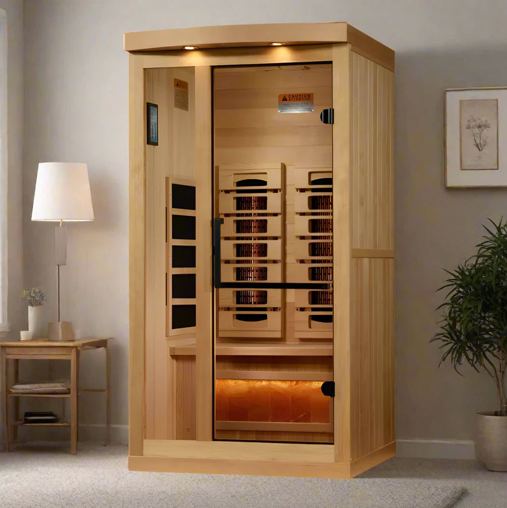Golden Designs Sauna Golden Designs 1-2-Person 2025 Reserve Edition GDI-8010-03 Full Spectrum with Himalayan Salt Bar
