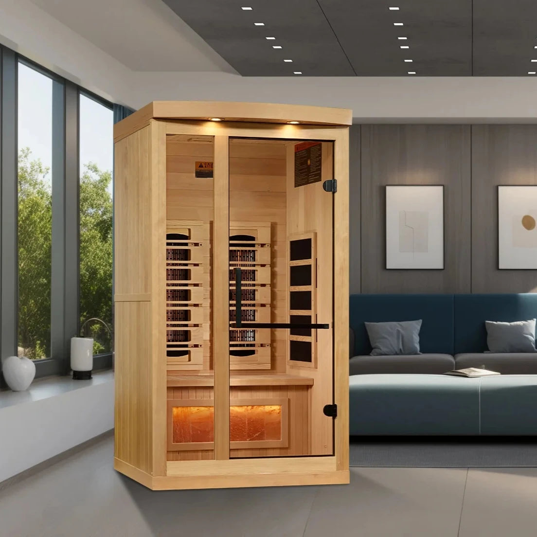 Golden Designs Sauna Golden Designs 1-2-Person 2025 Reserve Edition GDI-8010-03 Full Spectrum with Himalayan Salt Bar