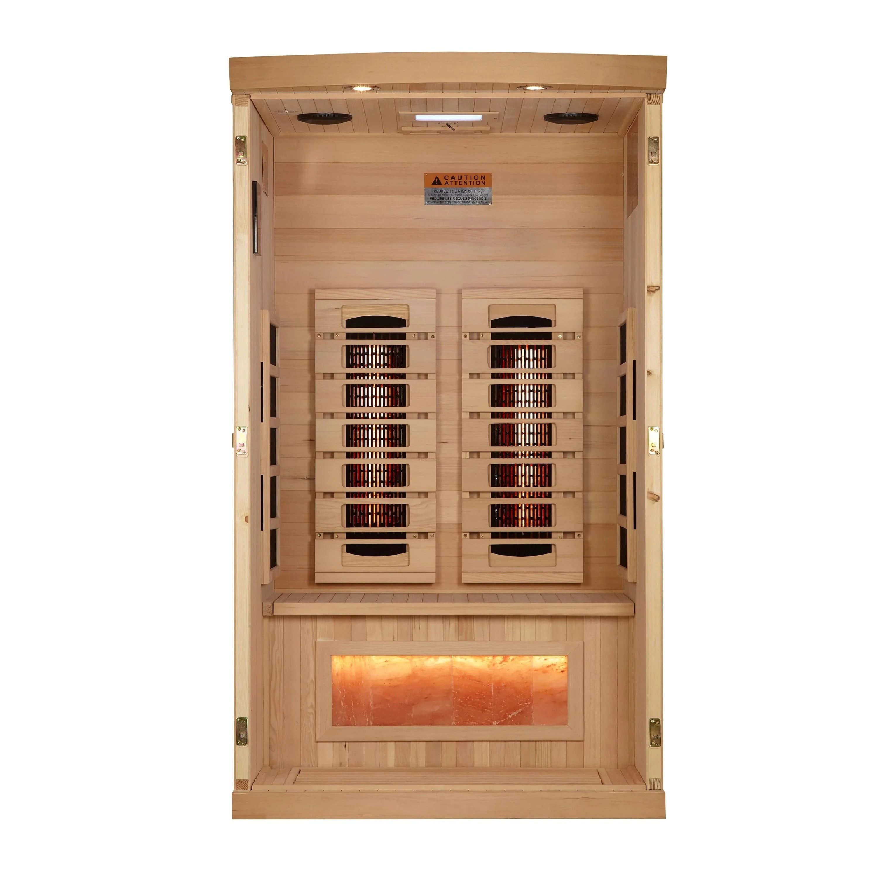 Golden Designs Sauna Golden Designs 1-2-Person 2025 Reserve Edition GDI-8010-03 Full Spectrum with Himalayan Salt Bar