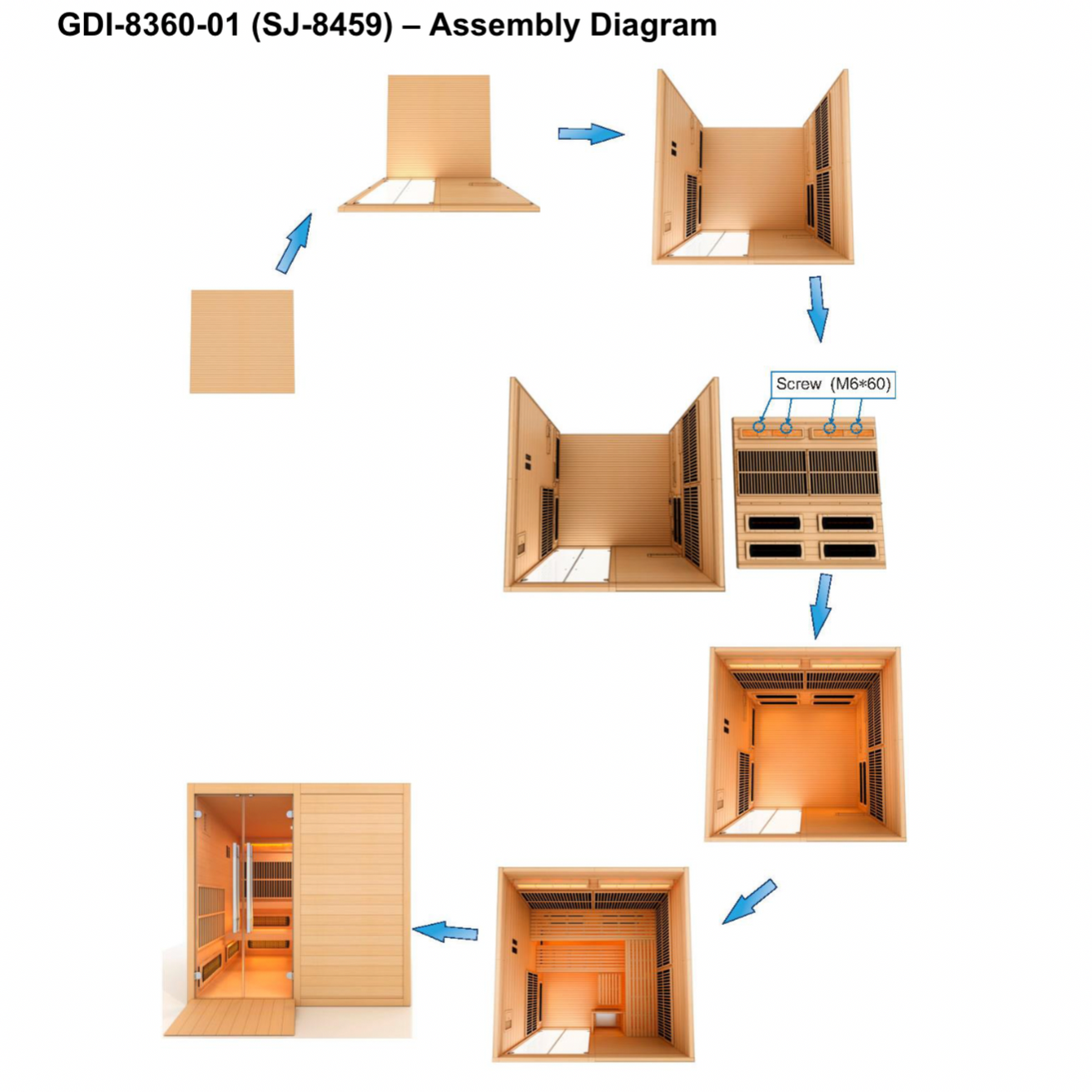 Golden Designs Sauna Golden Designs 2025 Toledo GDI-8360-01 6 Person Hybrid Indoor Sauna.