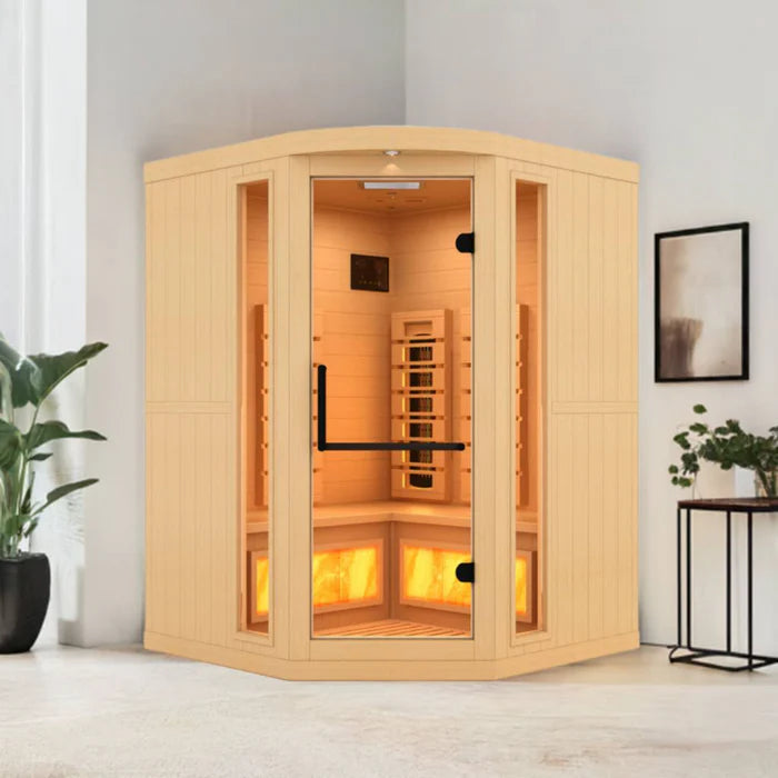 Golden Designs Sauna Golden Designs 3-Person Corner 2025 Reserve Edition GDI-8035-03 Full Spectrum with Himalayan Salt Bar