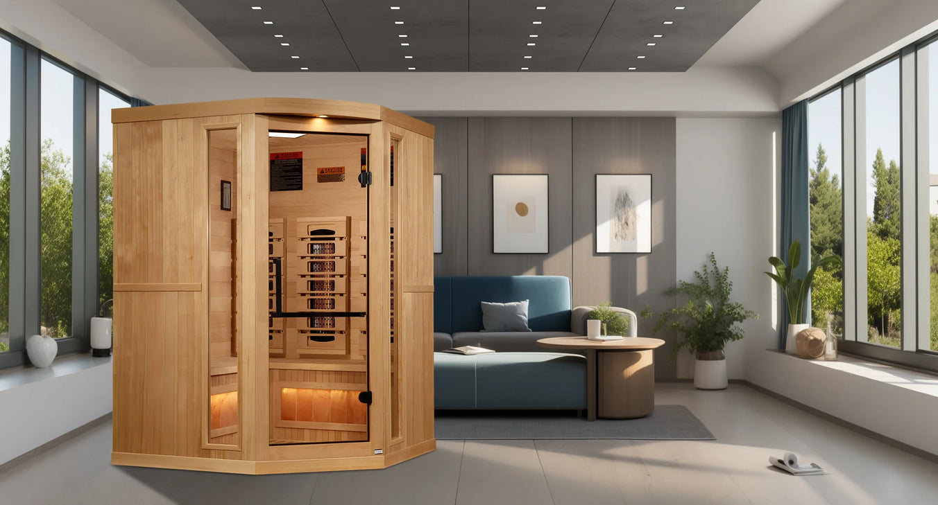 Golden Designs Sauna Golden Designs 3-Person Corner 2025 Reserve Edition GDI-8035-03 Full Spectrum with Himalayan Salt Bar