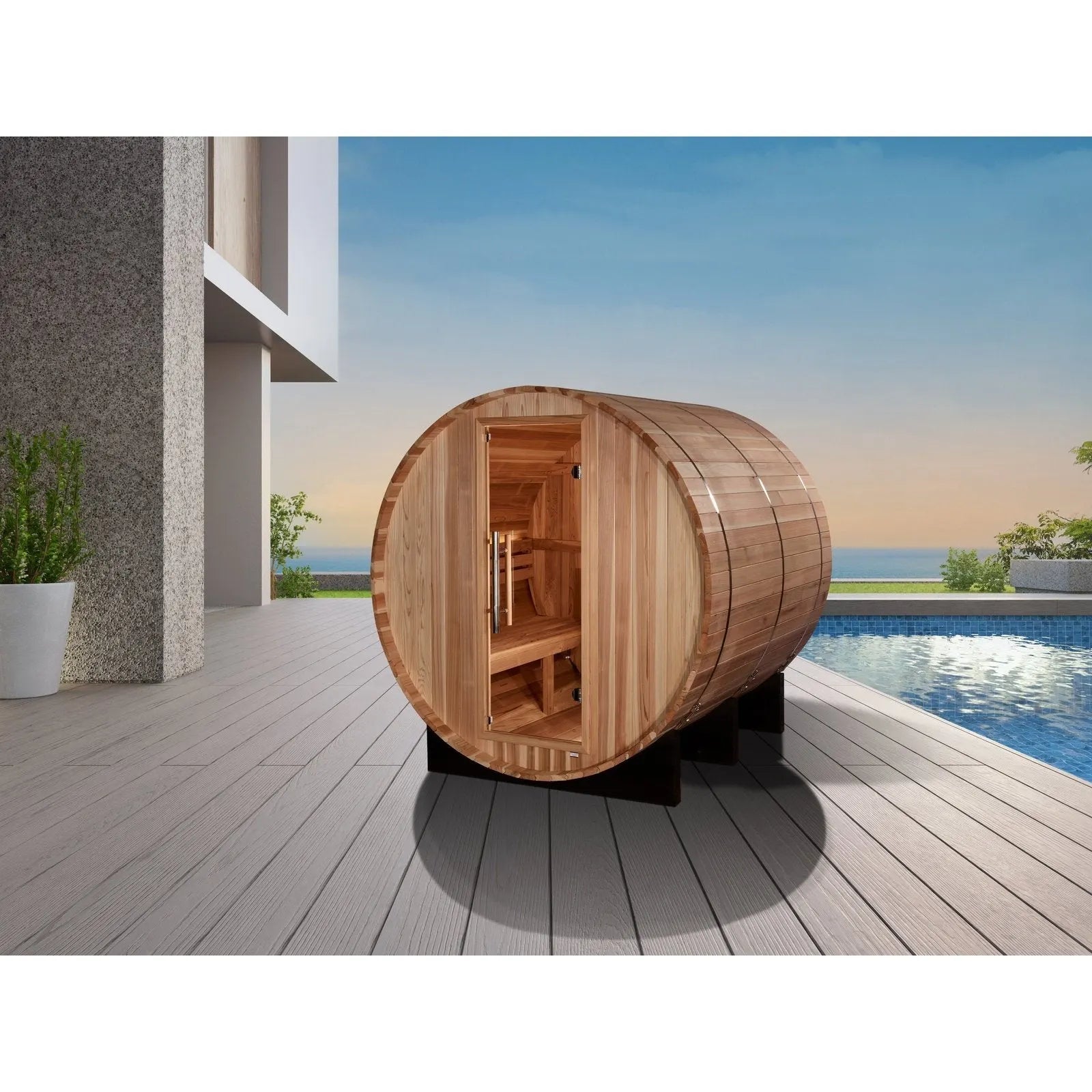 Golden Designs Sauna Golden Designs "Arosa" 4 Person Barrel Traditional Sauna GDI-B004-01