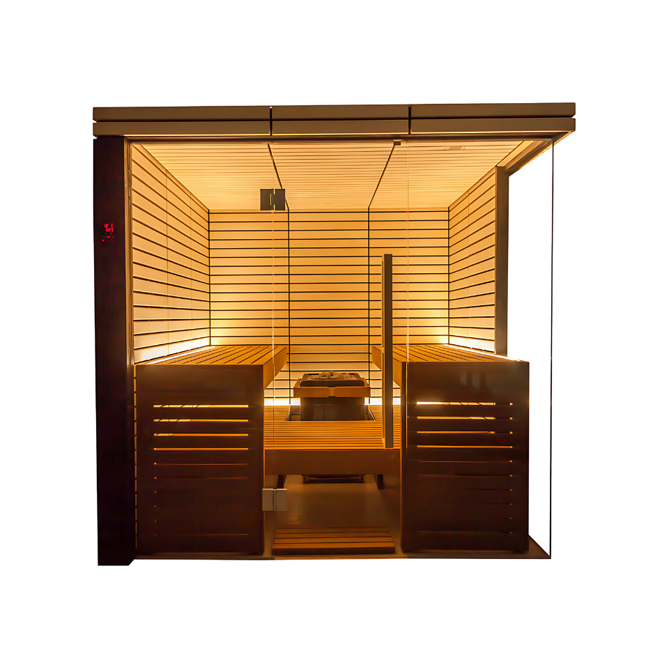 Harvia Large / Thermo-Lime Wood Interior & Exterior Harvia Lindea View Sauna Cabin
