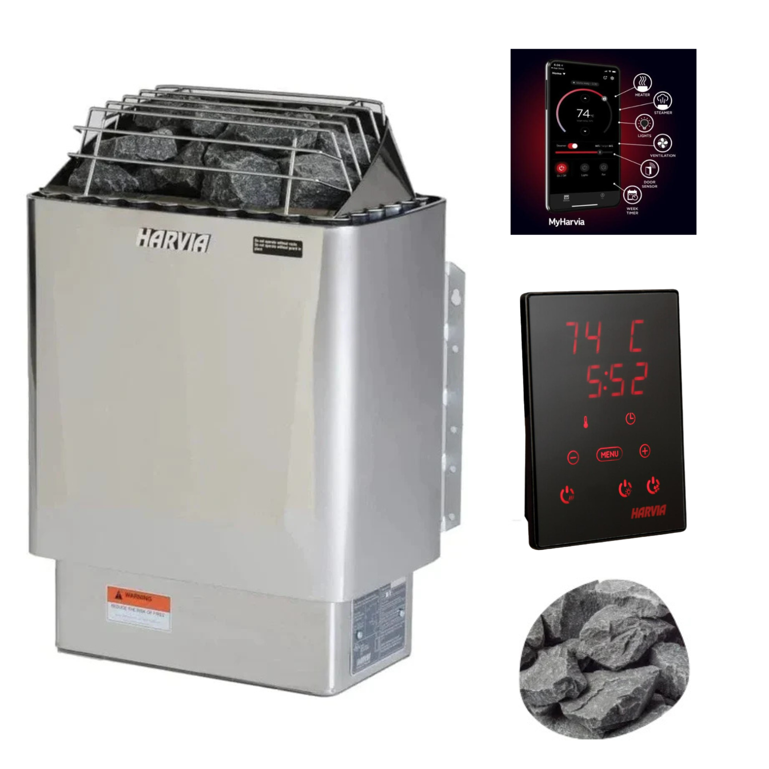 Harvia KIP60W Electric Sauna Heater Package - Premium Saunas