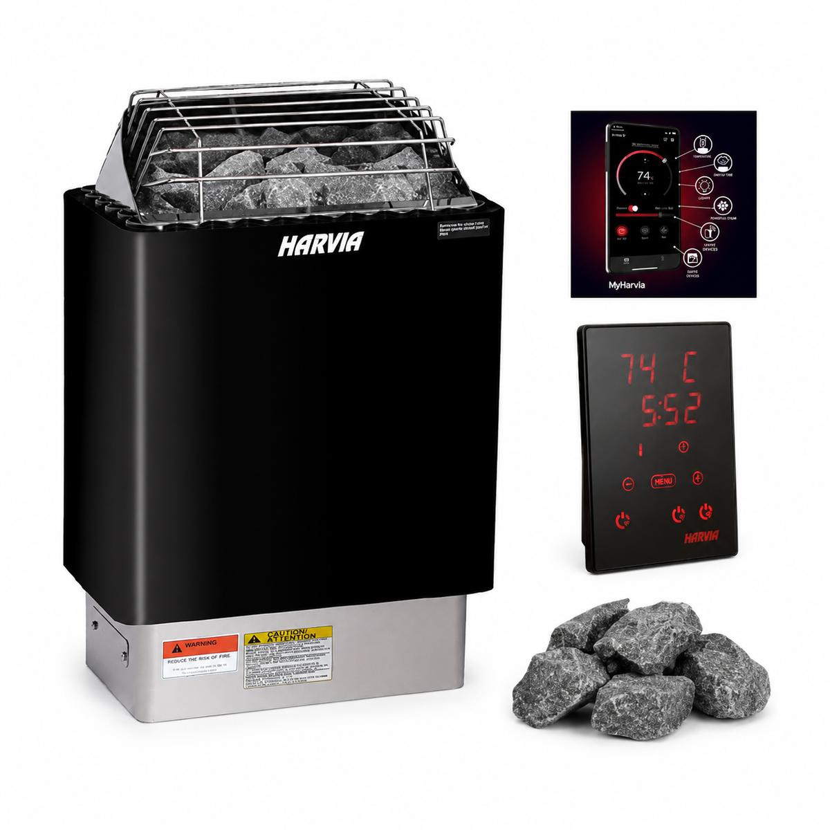 Harvia Sauna Heater Harvia KIP80W 8 kW Black Electric Sauna Heater package