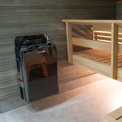 Harvia Sauna Heater Harvia The Wall Series, 6kW, Black Stainless Steel Sauna Heater, 240V 1PH HSW6U1B