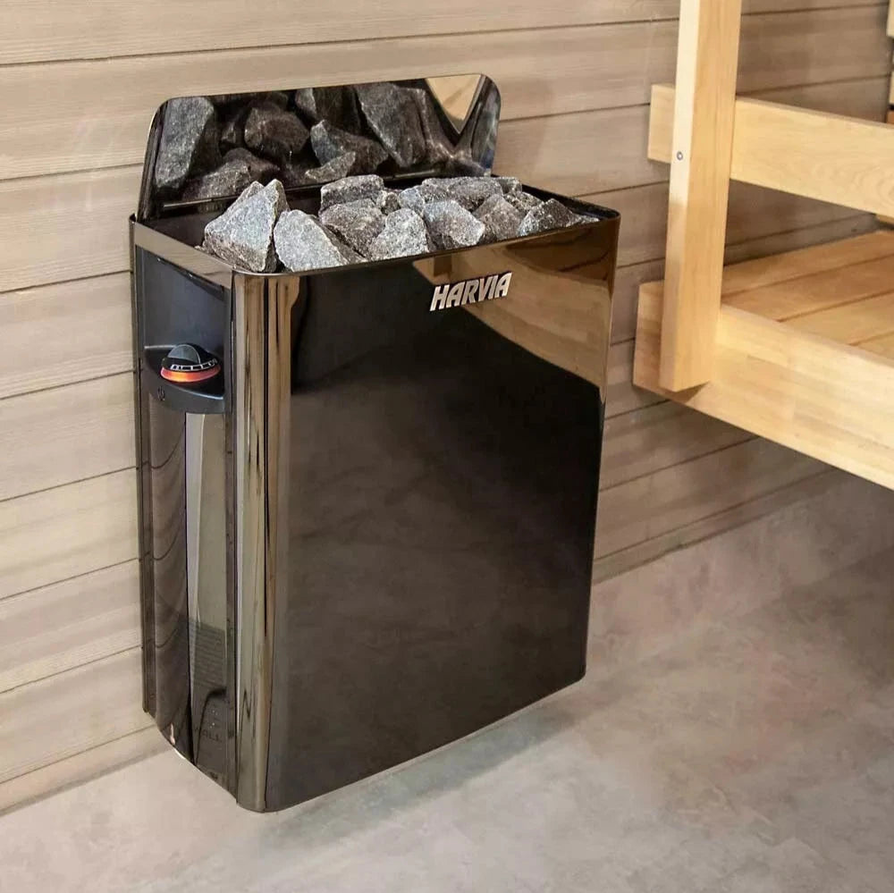 Harvia Sauna Heater Harvia The Wall Series, 6kW, Black Stainless Steel Sauna Heater, 240V 1PH HSW6U1B