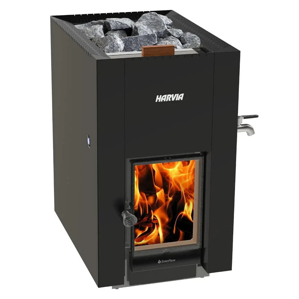 Harvia Sauna Stove Harvia Linear 22 Greenflame ES Wood-Burning Sauna Stove w/ Water Tank