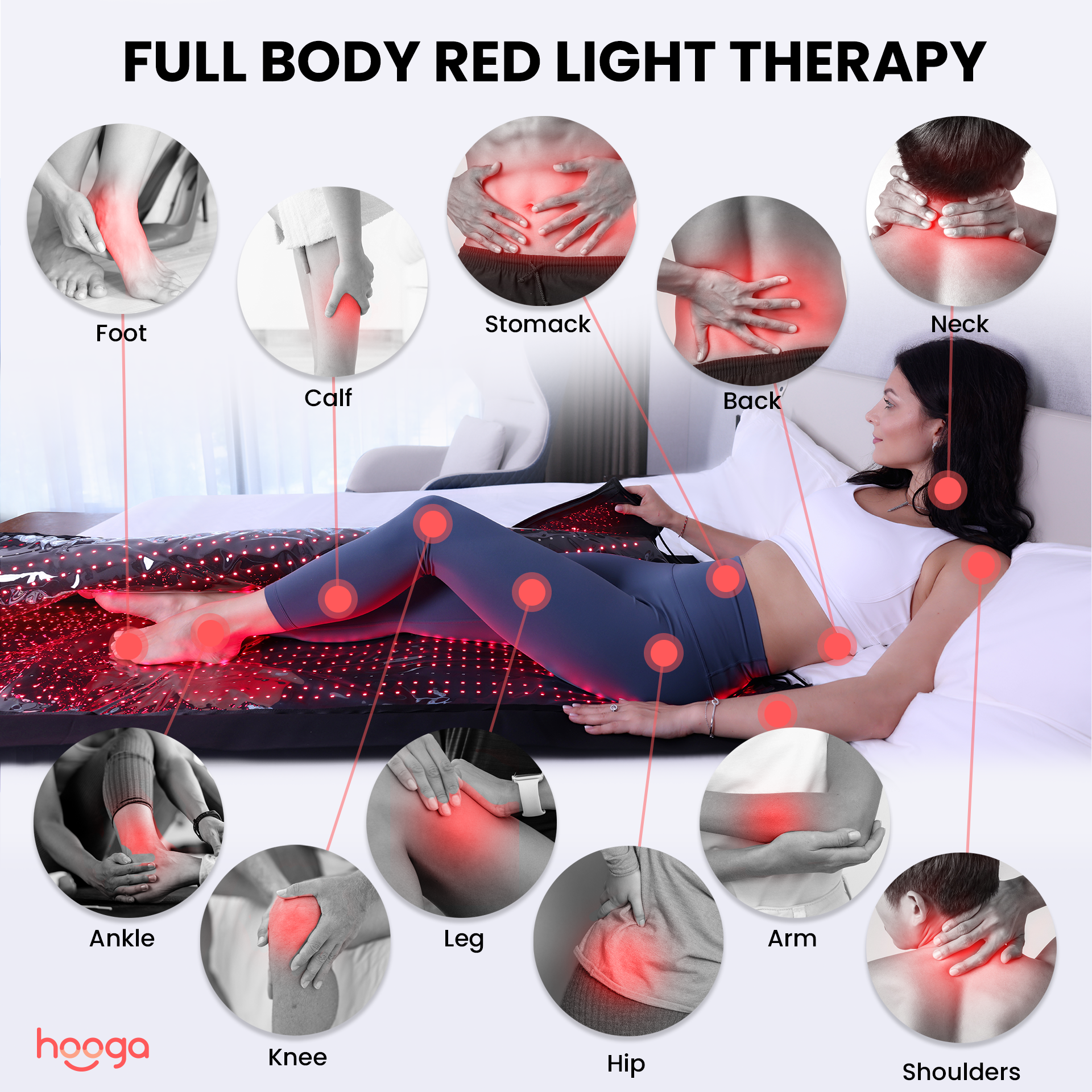Hooga Hooga 71" x 32" Full Body Red Light Therapy Pod XL
