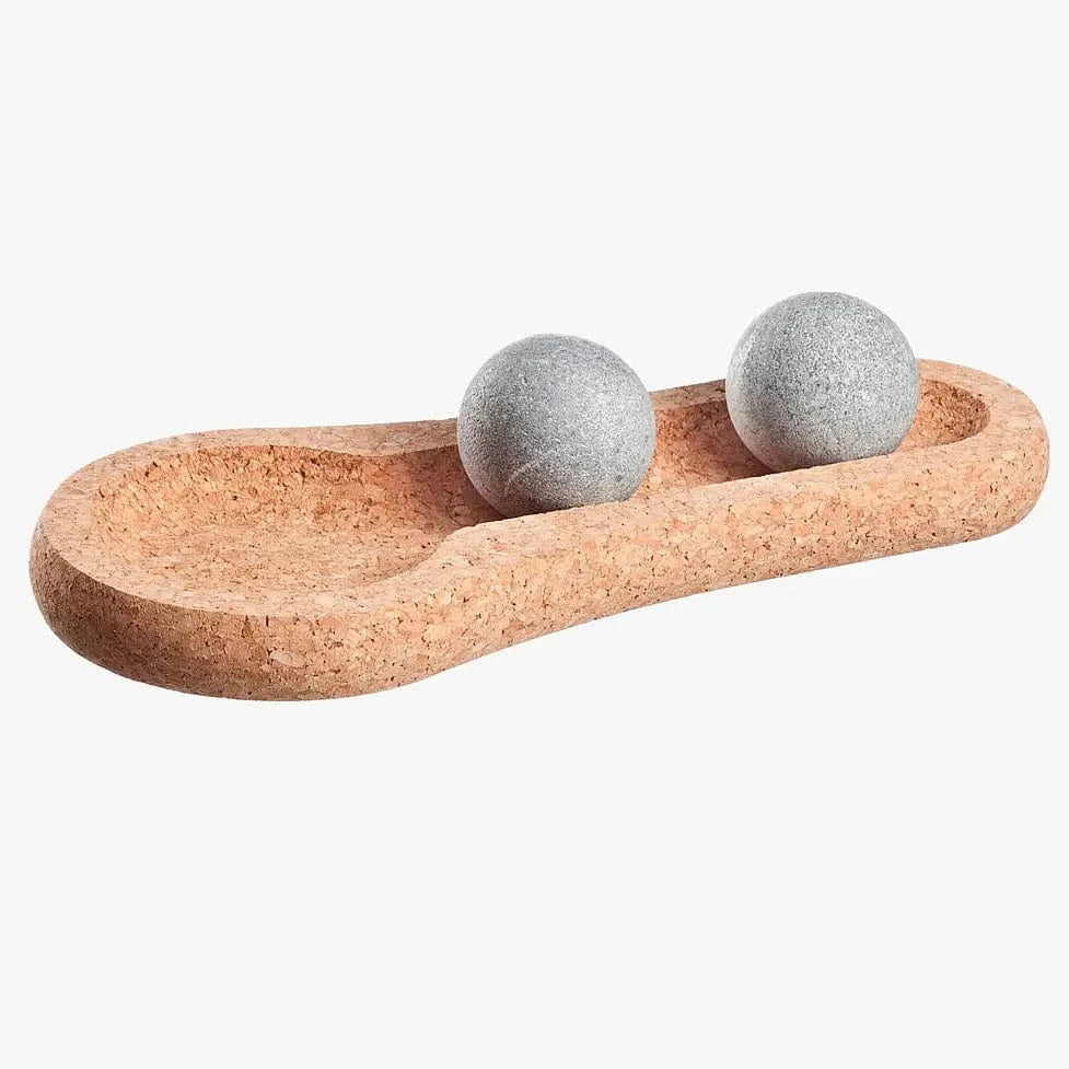 Hukka Hukka SoleJoy Sauna Massage Stones with Natural Cork Base, Spheres, 2 Pcs