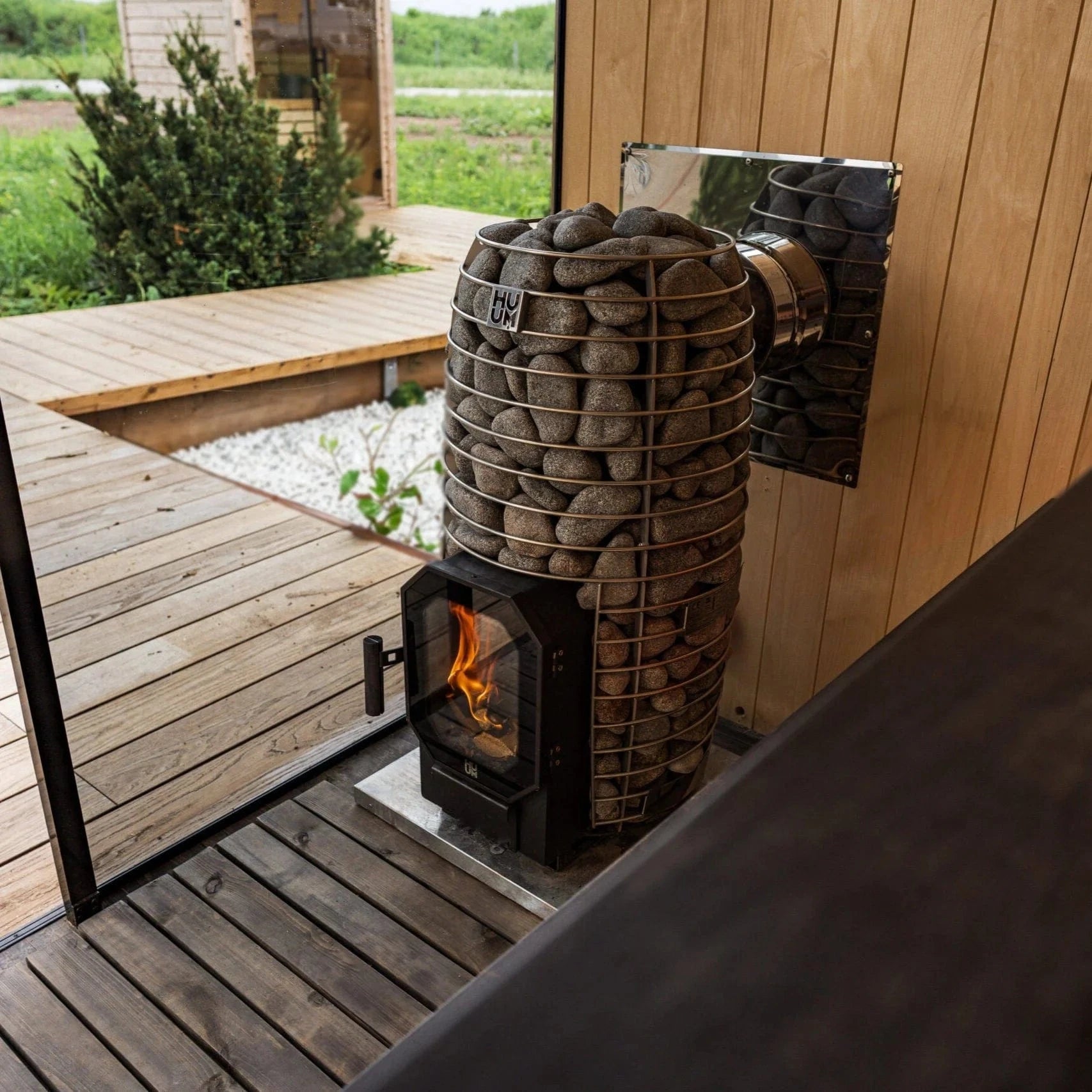 HUUM Sauna Stove HUUM HIVE Flow Mini LS Sauna Stove with Firebox Extension