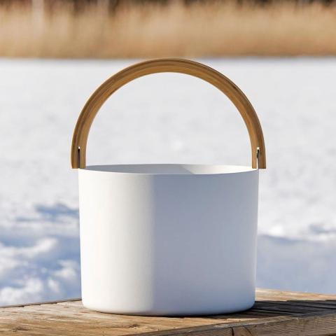 Kolo Kolo Sauna Bucket with Curved Handle, Aluminum/Bamboo, 1.5 Gal