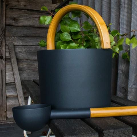 Kolo Kolo Sauna Bucket with Curved Handle, Aluminum/Bamboo, 1.5 Gal