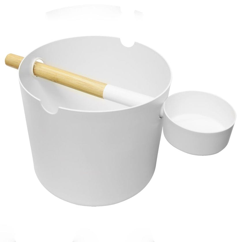 Kolo White KOLO Premium Aluminum 1 Gallon Sauna Bucket + Bamboo Ladle