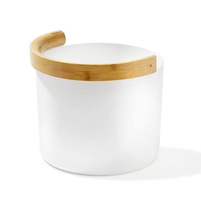 Kolo White Kolo Sauna Bucket with Curved Handle, Aluminum/Bamboo, 1.5 Gal