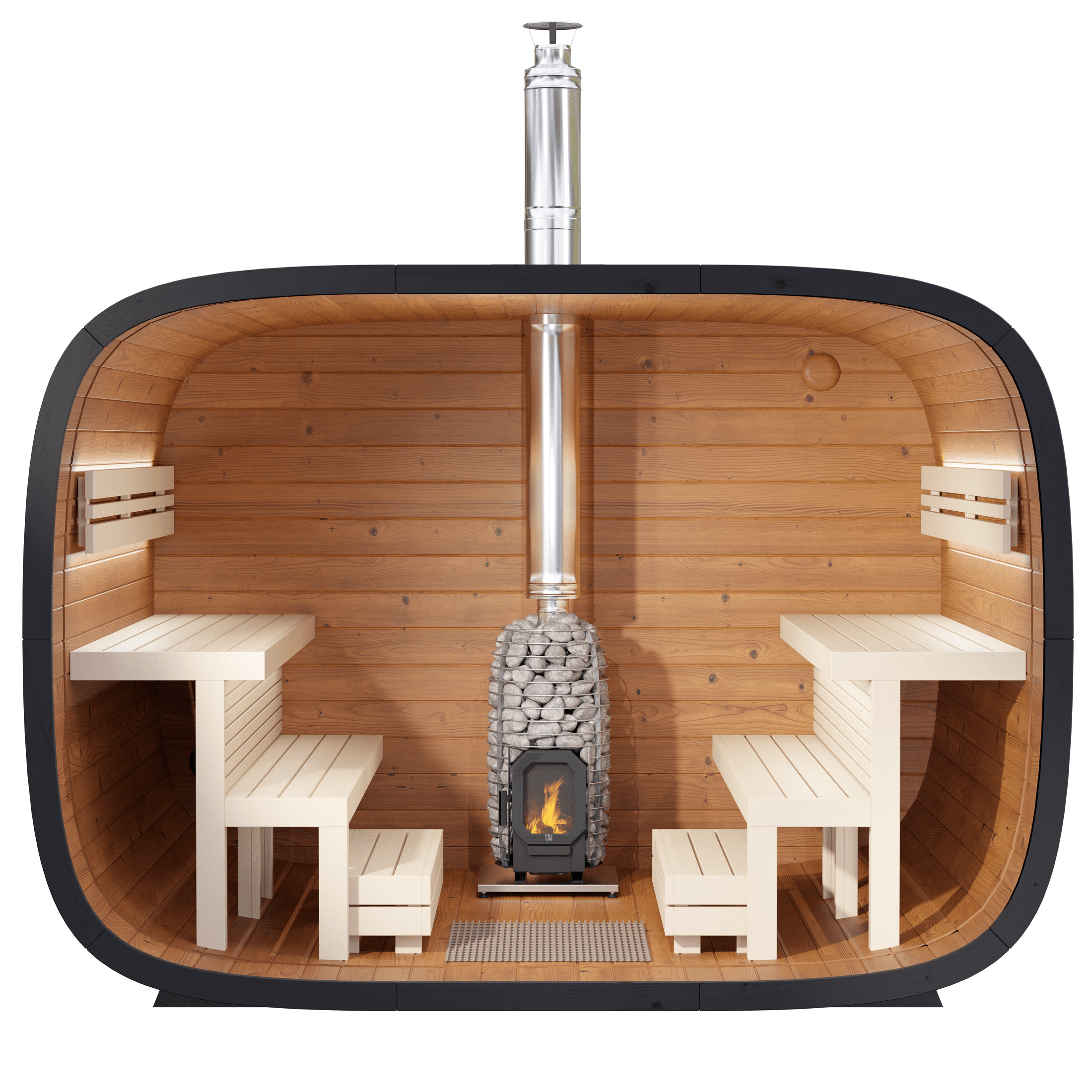 Leil Saunas Sauna 94.4” (2.4m) / Standard Wall Leil Round Cube Single Outdoor Sauna 6-8 Person