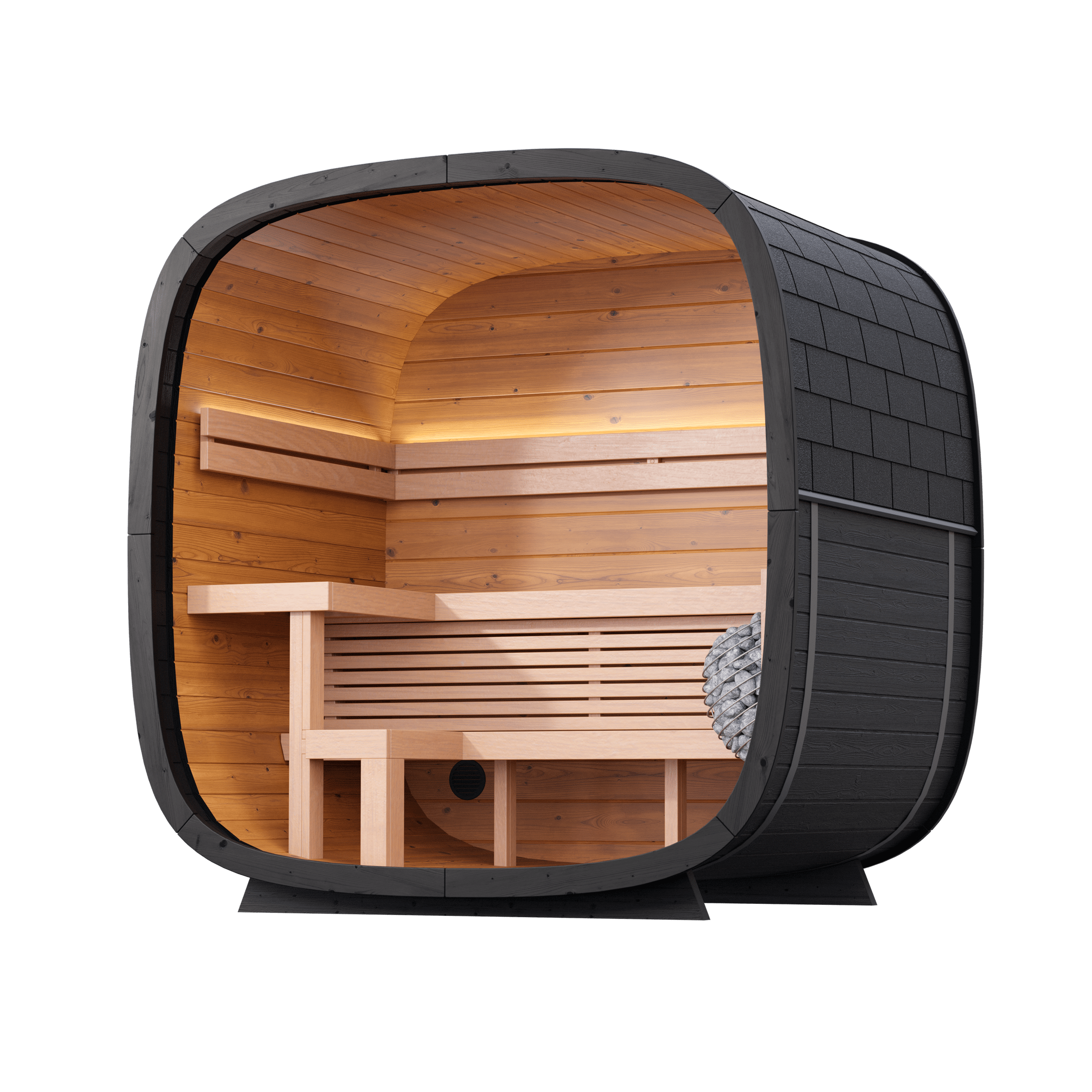Leil Saunas Sauna Leil Black Cube Classic 4 Person Outdoor Sauna Kit