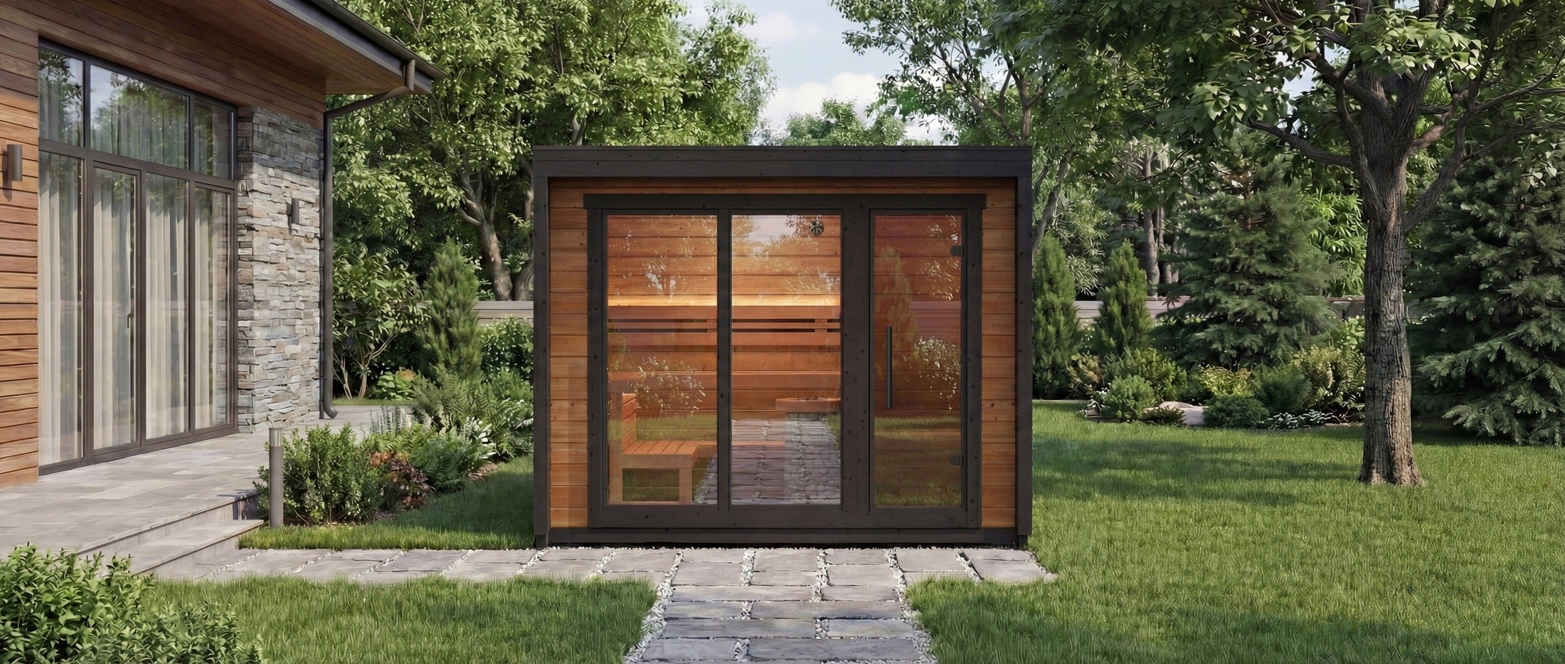 Leil Saunas Sauna Leil Patio M 5 Person Outdoor Sauna with Changing Room