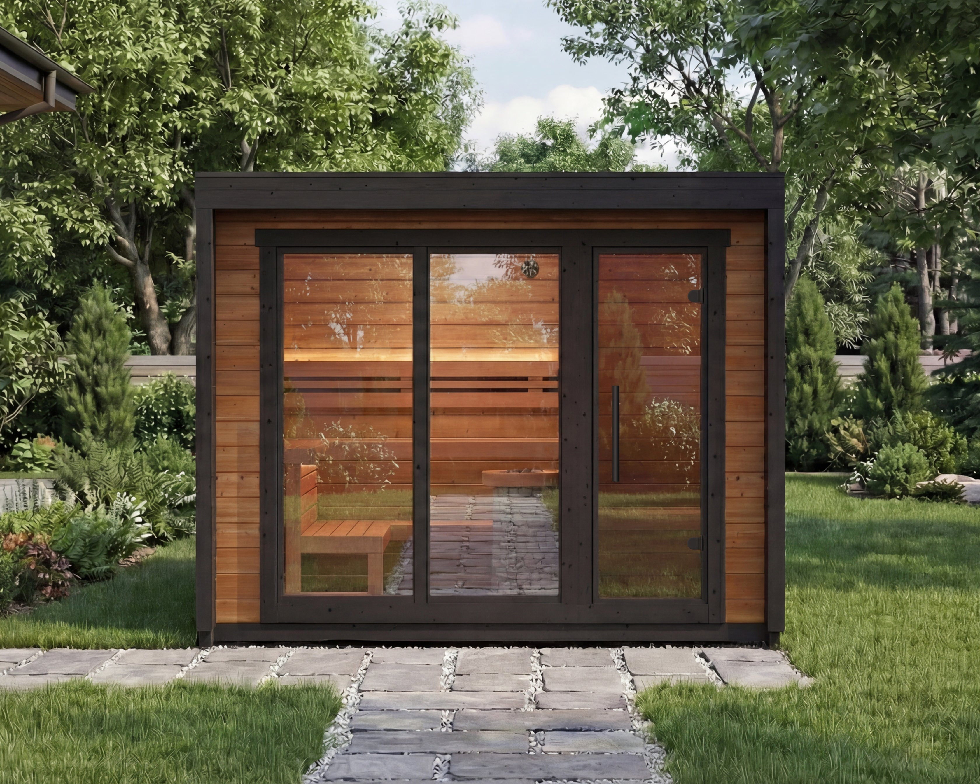 Leil Saunas Sauna Leil Patio M 5 Person Outdoor Sauna with Changing Room