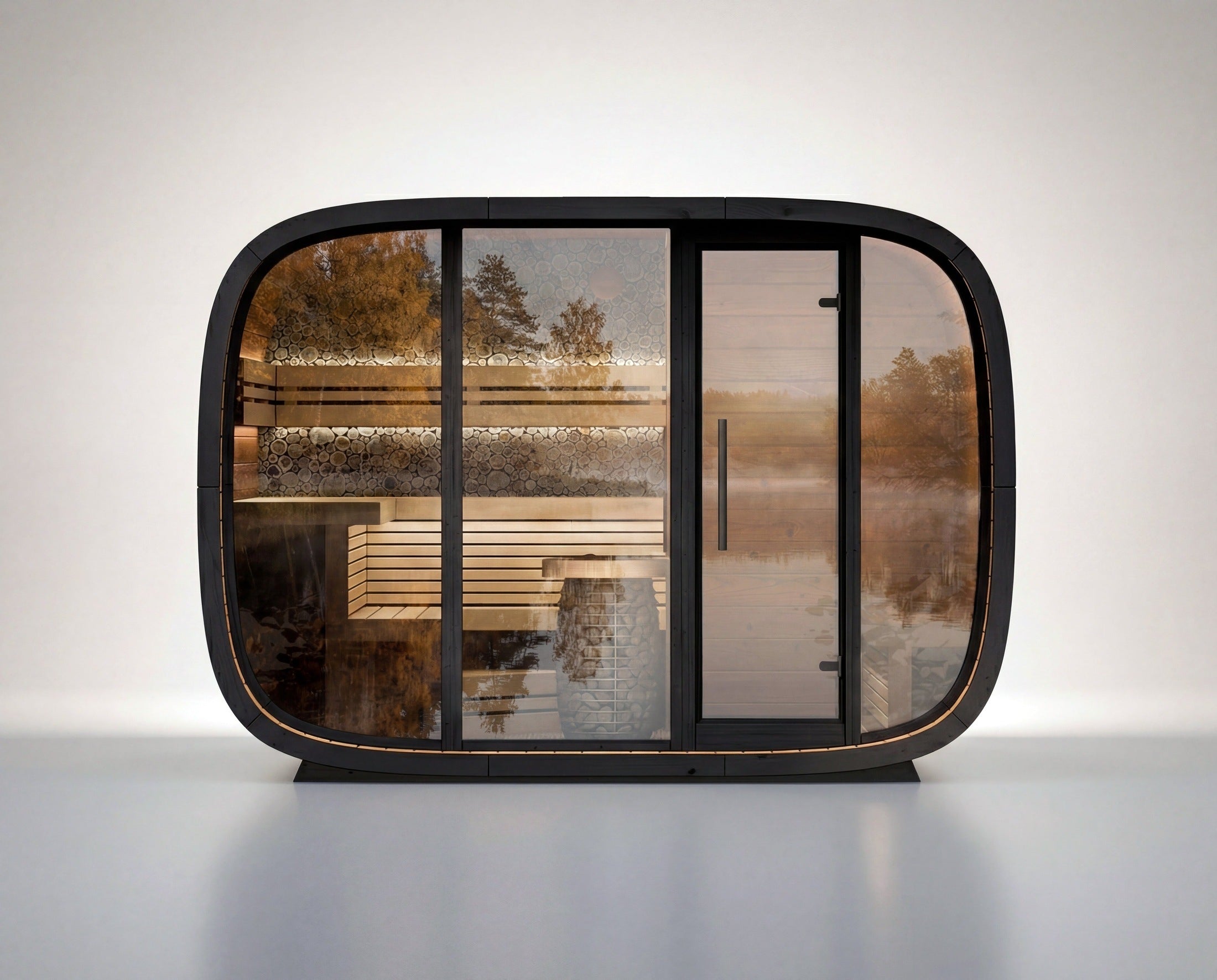 Leil Saunas Sauna Leil Round Cube Double Outdoor Sauna with Changing Room 5-6 Person