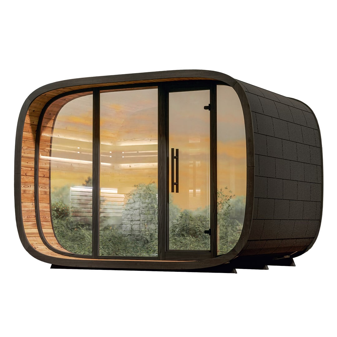 Leil Saunas Sauna Leil Round Cube Double Outdoor Sauna with Changing Room 5-6 Person