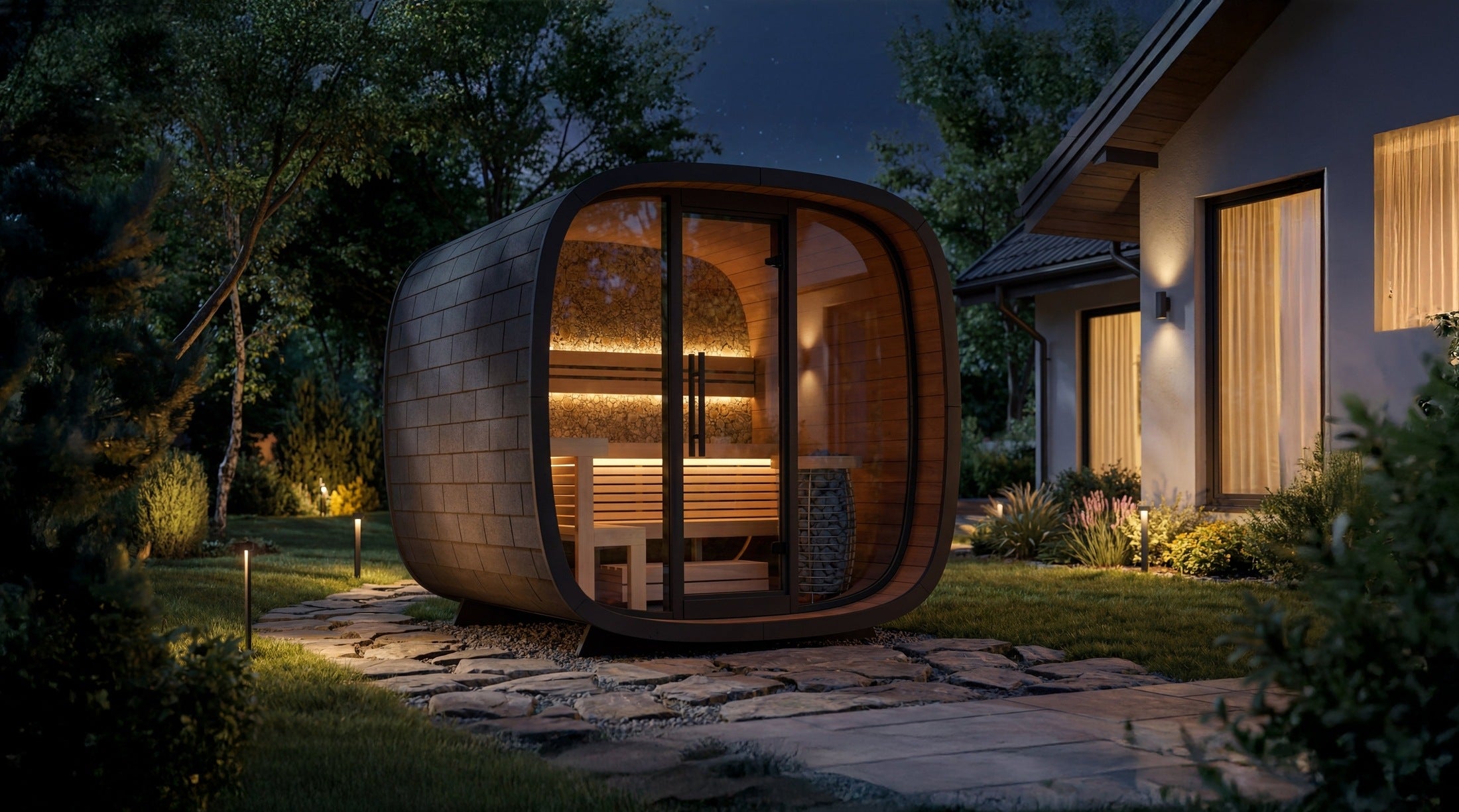 Leil Saunas Sauna Leil Round Cube Mini Outdoor Sauna 4-5 Person