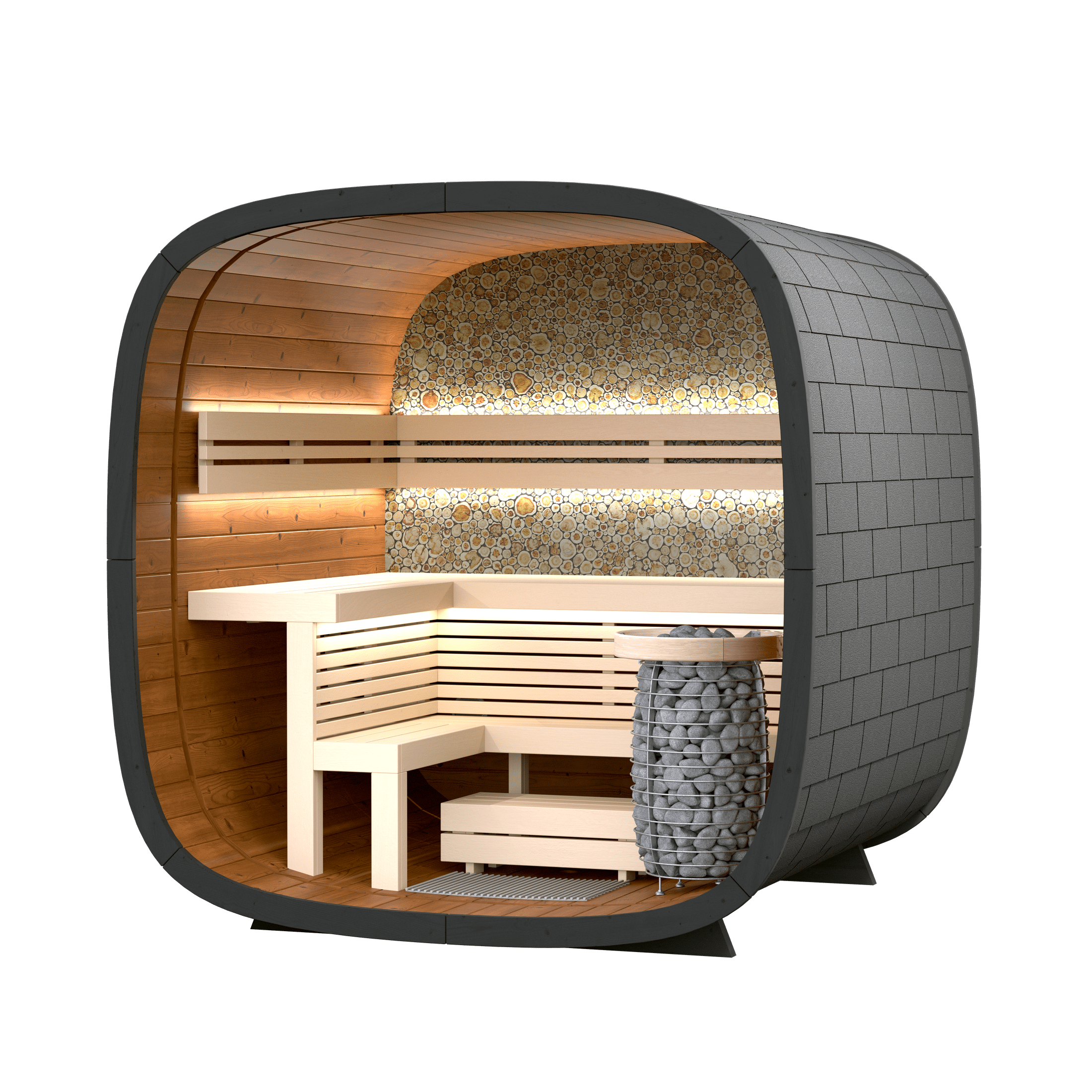 Leil Saunas Sauna Leil Round Cube Mini Outdoor Sauna 4-5 Person