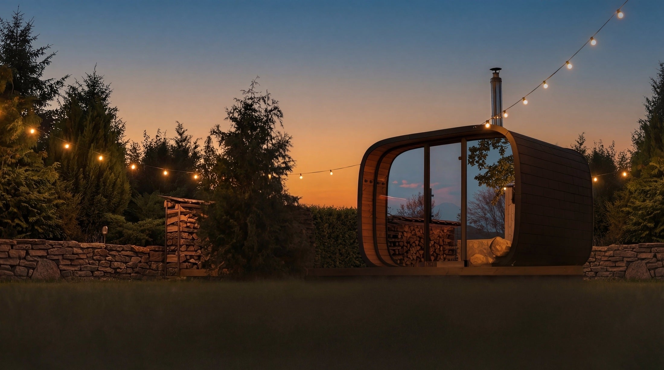 Leil Saunas Sauna Leil Round Cube Single Outdoor Sauna 6-8 Person