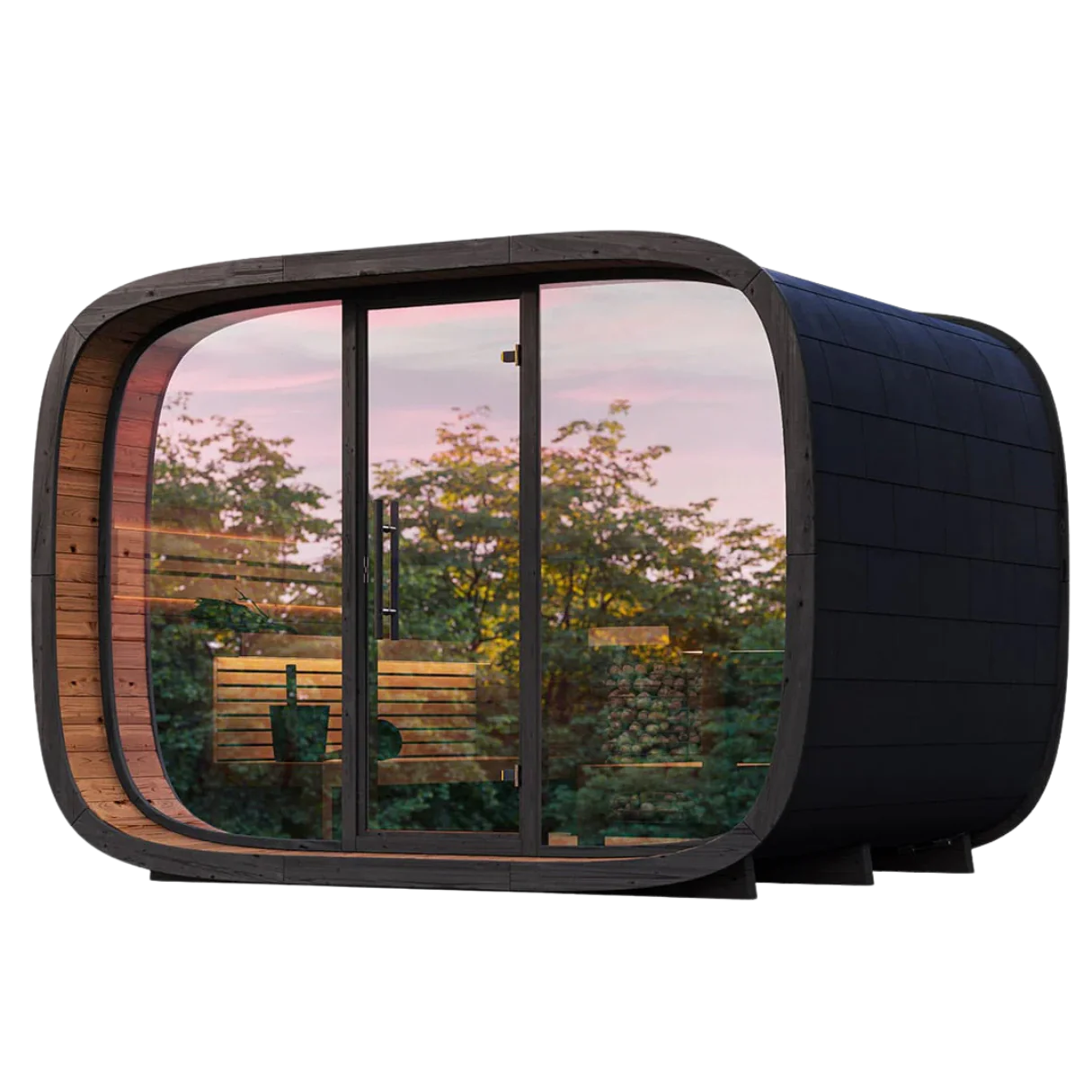 Leil Saunas Sauna Leil Round Cube Single Outdoor Sauna 6-8 Person
