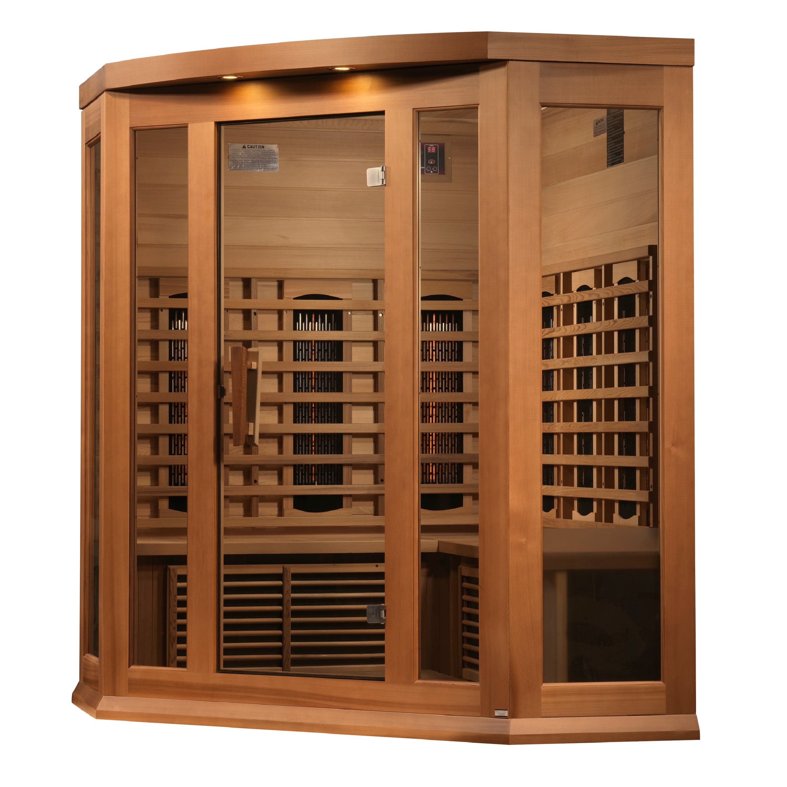 Maxxus Saunas Sauna Maxxus 3-Person Corner Full Spectrum Near Zero EMF FAR Infrared Sauna Canadian Red Cedar MX-M356-01-FS CED