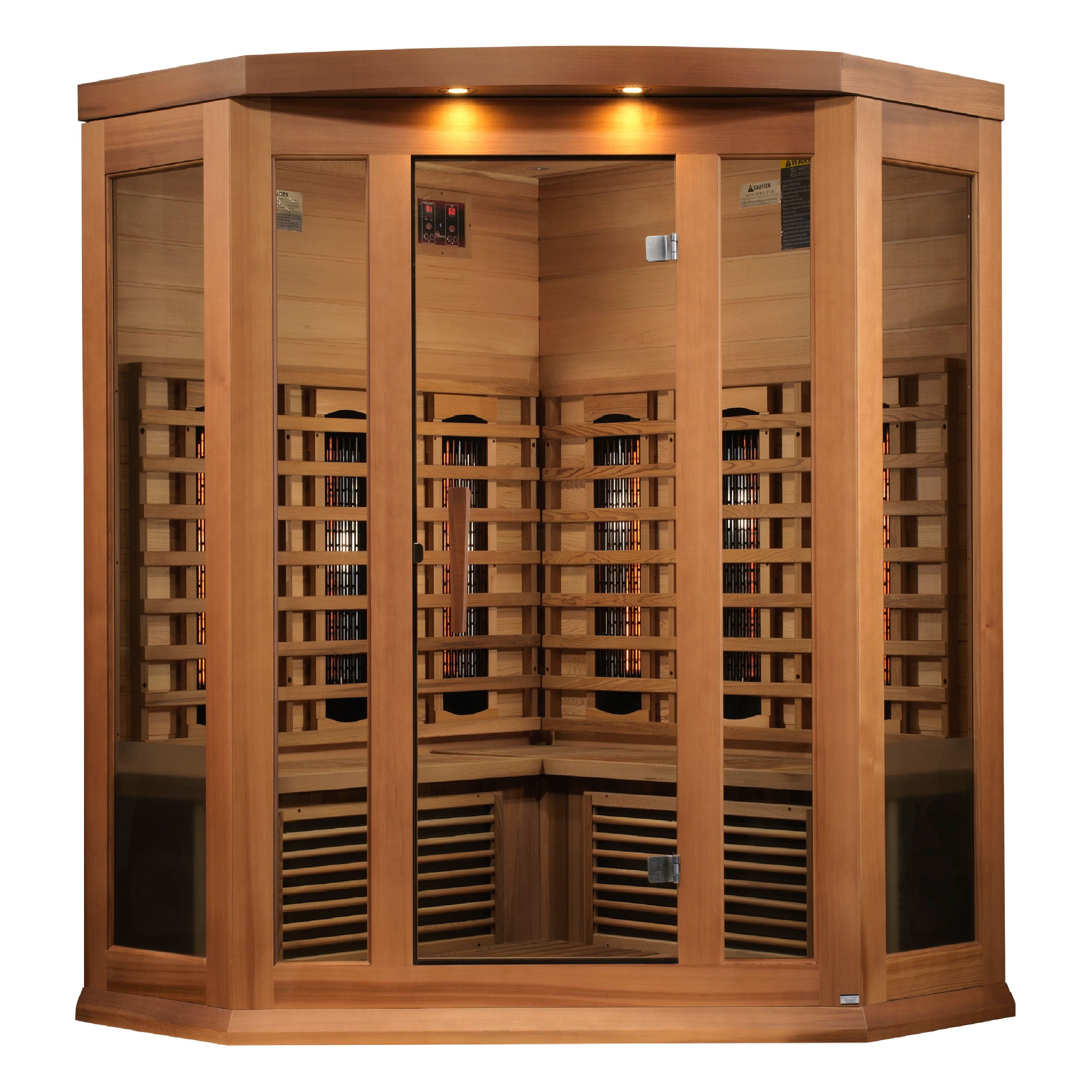 Maxxus Saunas Sauna Maxxus 3-Person Corner Full Spectrum Near Zero EMF FAR Infrared Sauna Canadian Red Cedar MX-M356-01-FS CED
