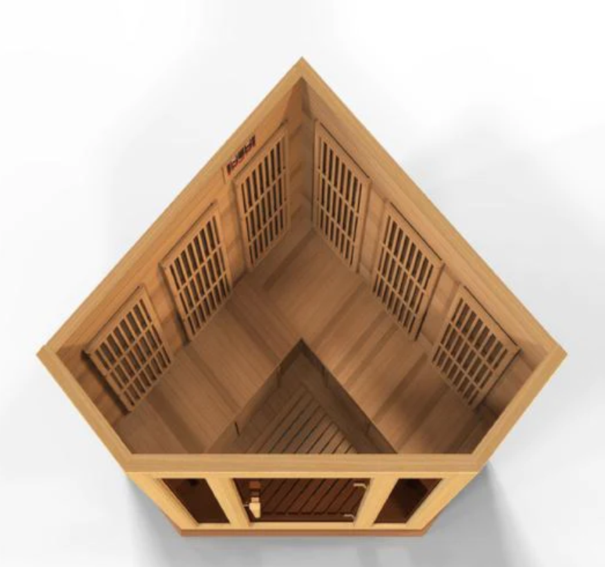 Maxxus Saunas Sauna Maxxus 3-Person Corner Near Zero EMF FAR Infrared Sauna Canadian Red Cedar MX-K356-01-ZF CED